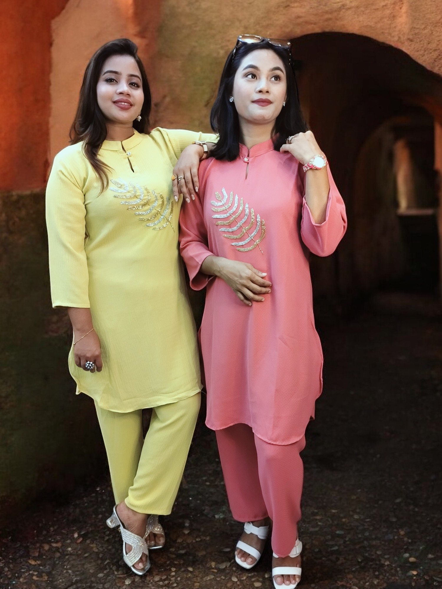 Switch cotton fabric with ston work