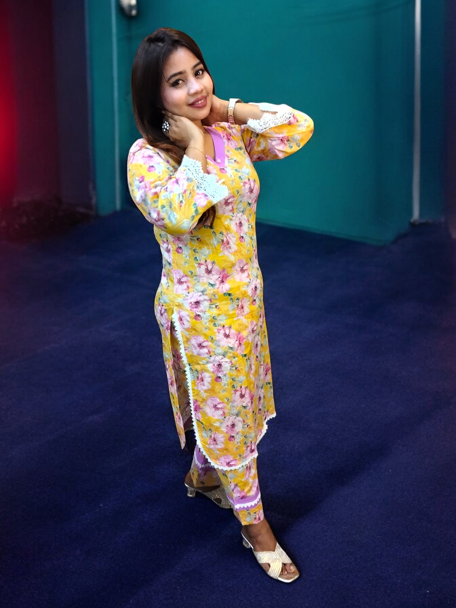 Yellow Flowral cotton co-ord set