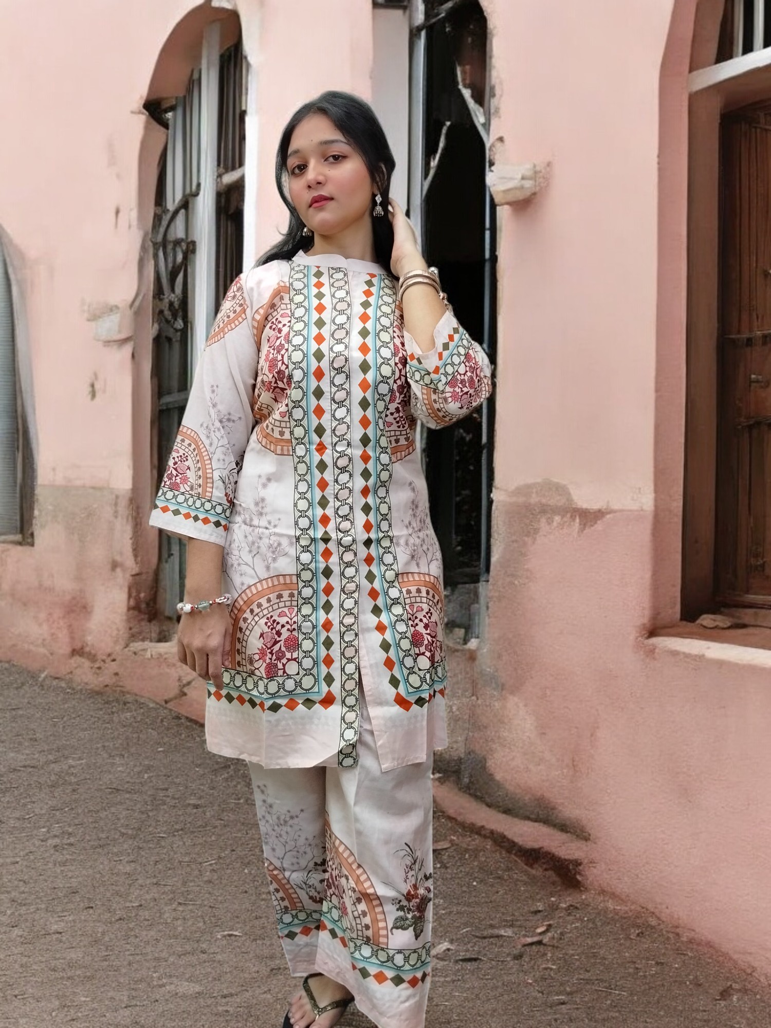 Elegant Dubai Silk Digital Printed Coord Set for Women