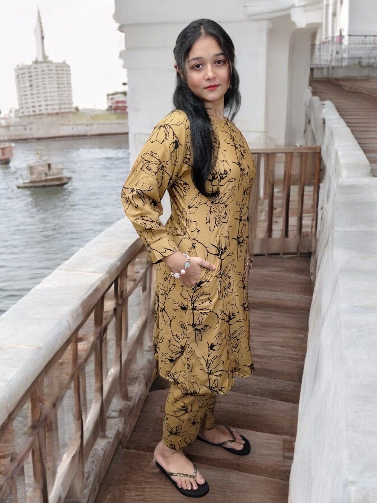 Contemporary China Leylen Coord Set with Button Detailing and Pockets