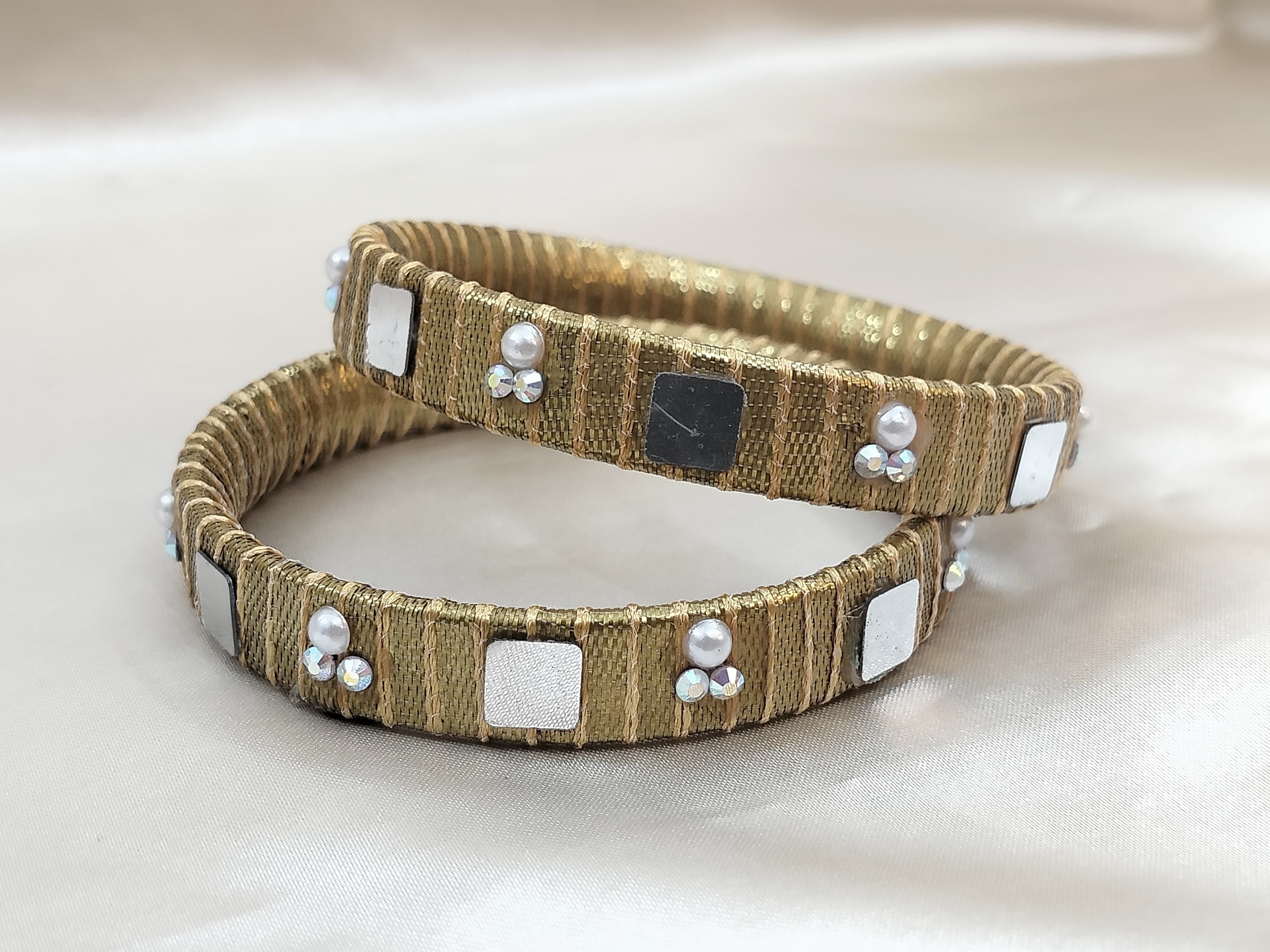 Elegant Gold Velvet Bangles