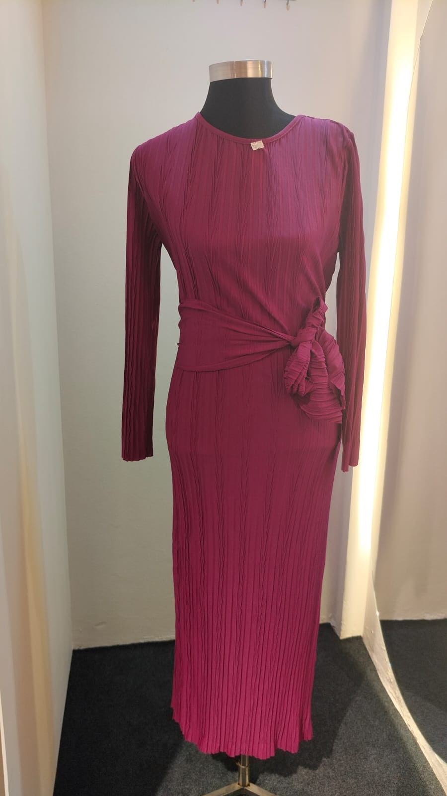 Elegant Magenta Pleated Dress