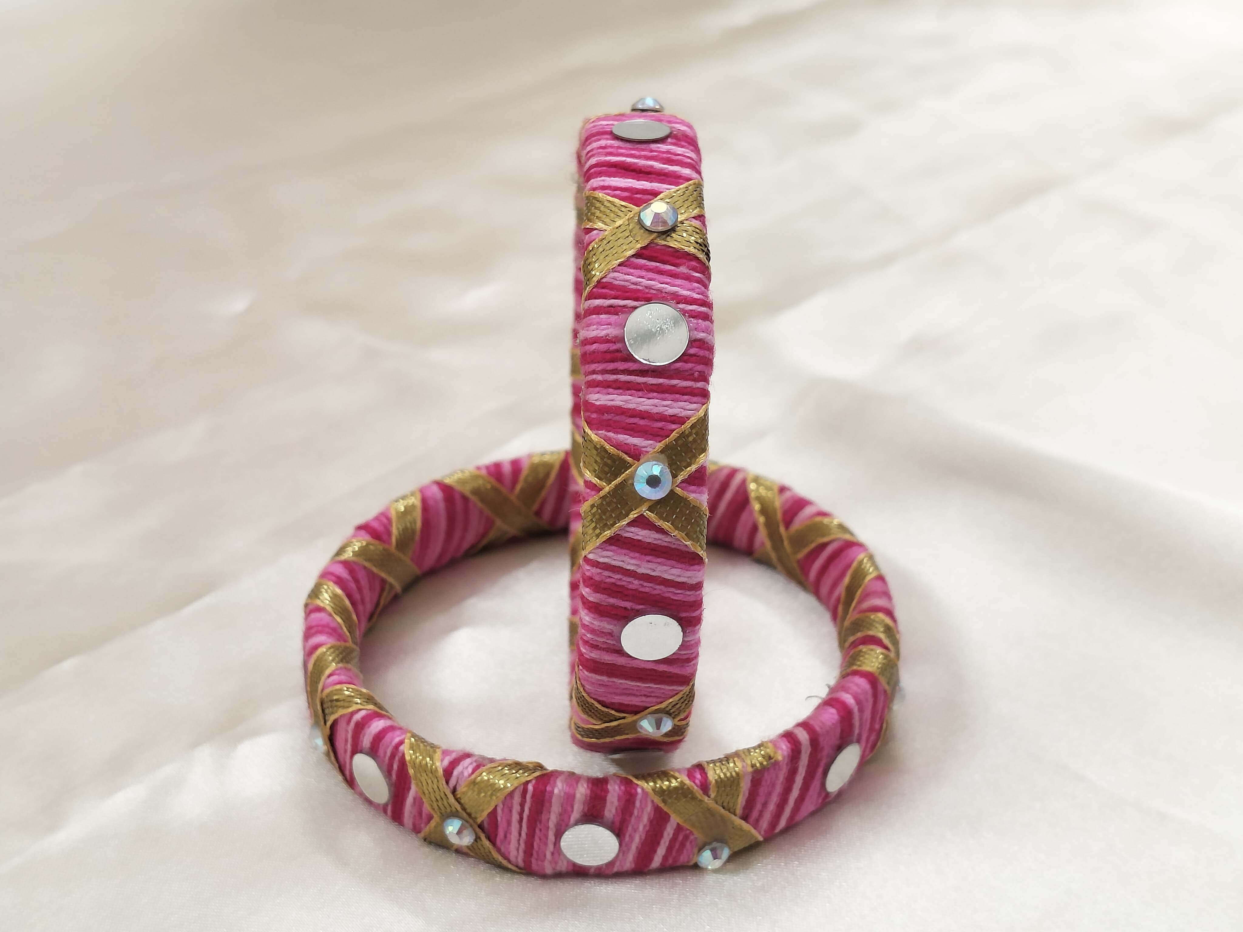 Handcrafted Pink and Gold Bangles