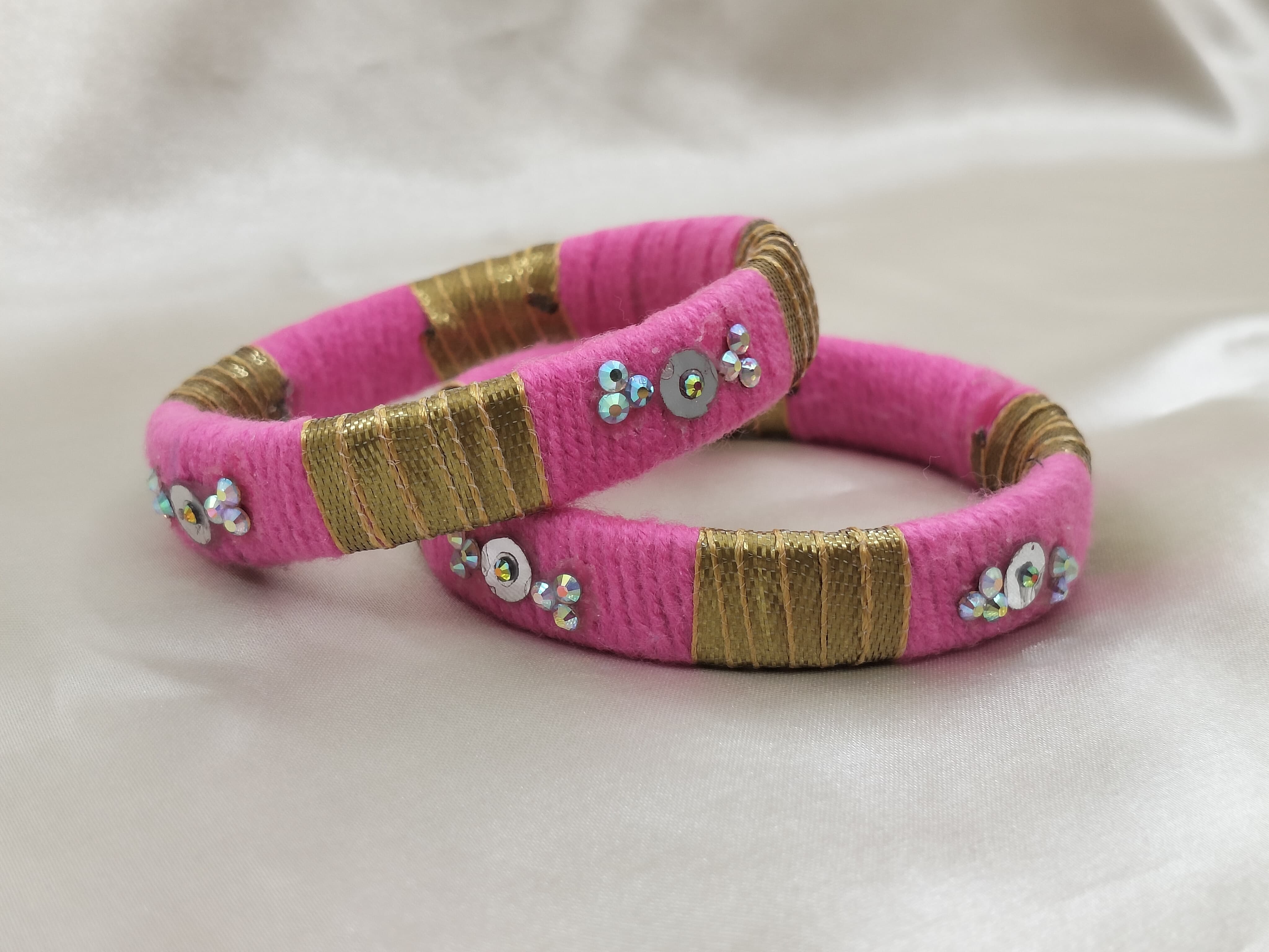 Handcrafted Pink and Gold Bangles