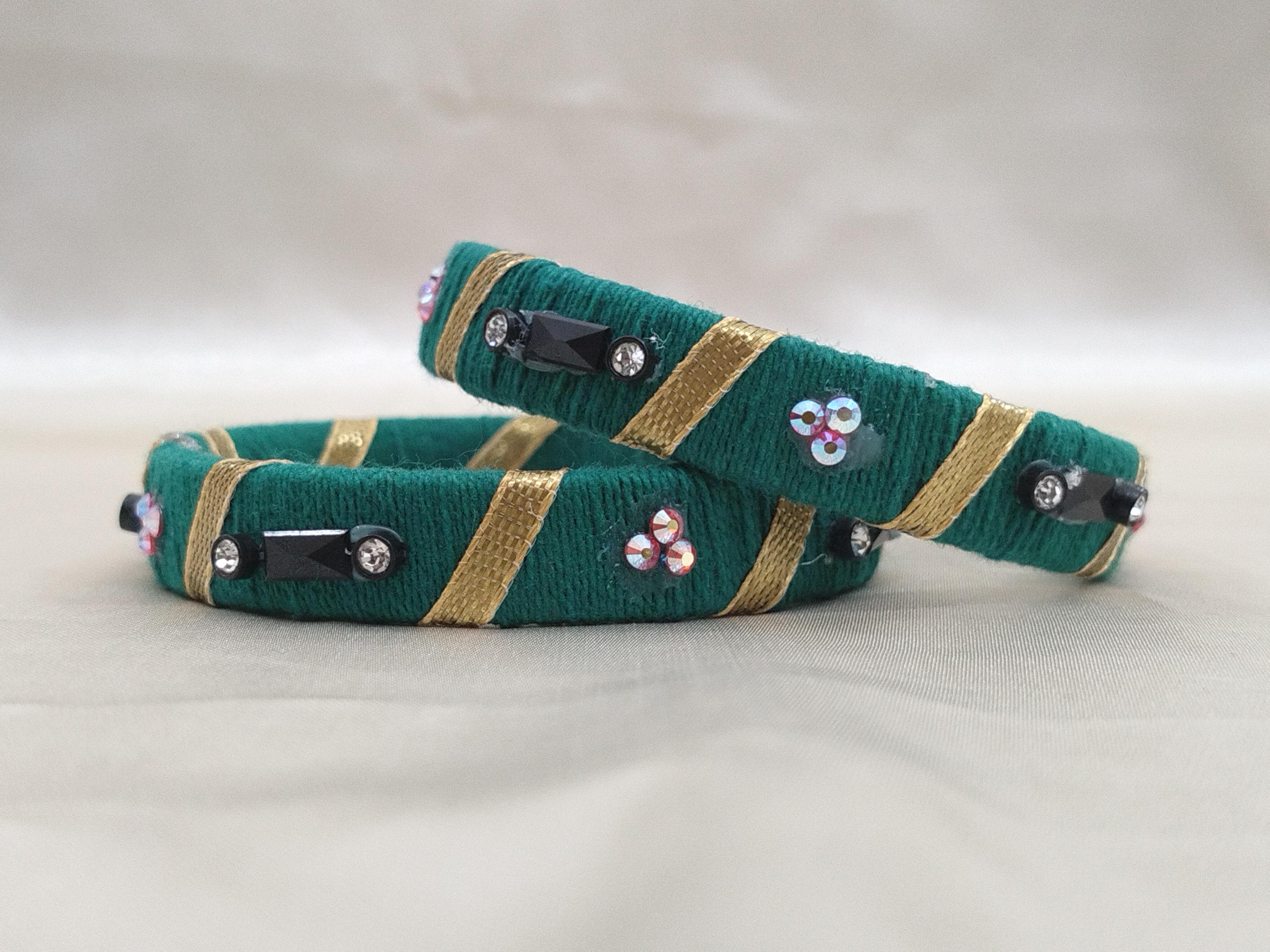 Handcrafted Green Silk Bangles