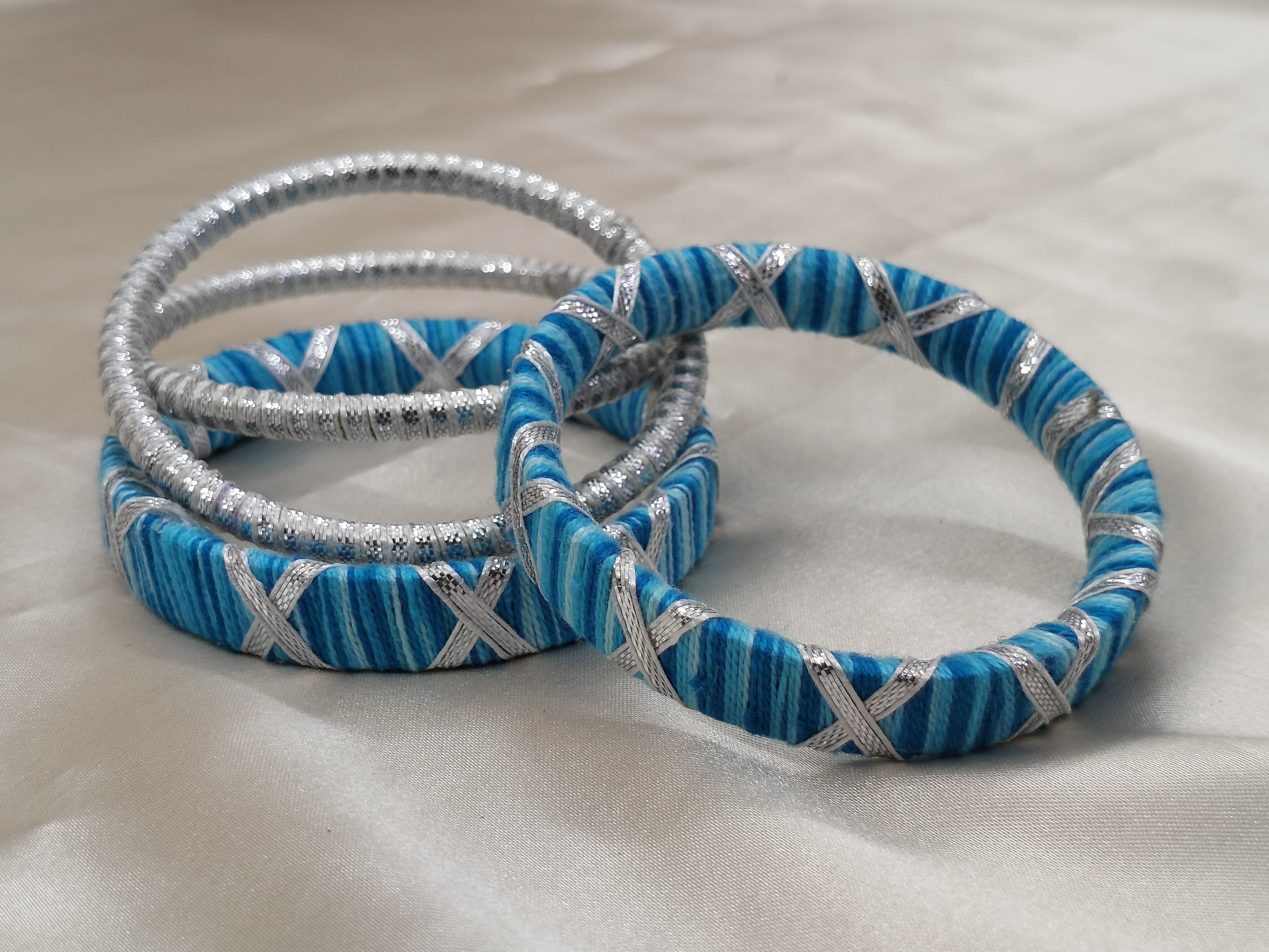 Blue and Silver Bangle Set