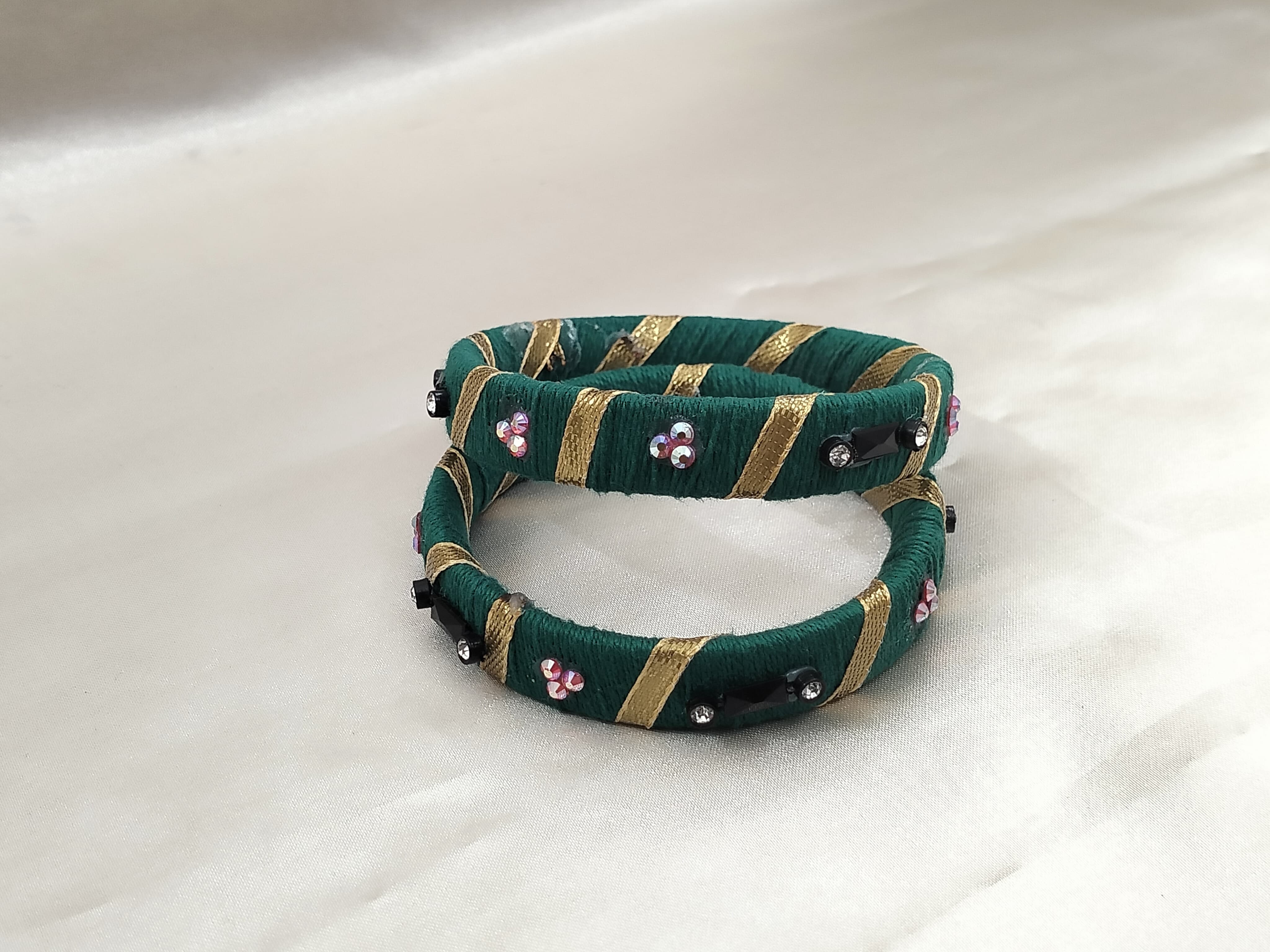 Handcrafted Green Silk Bangles