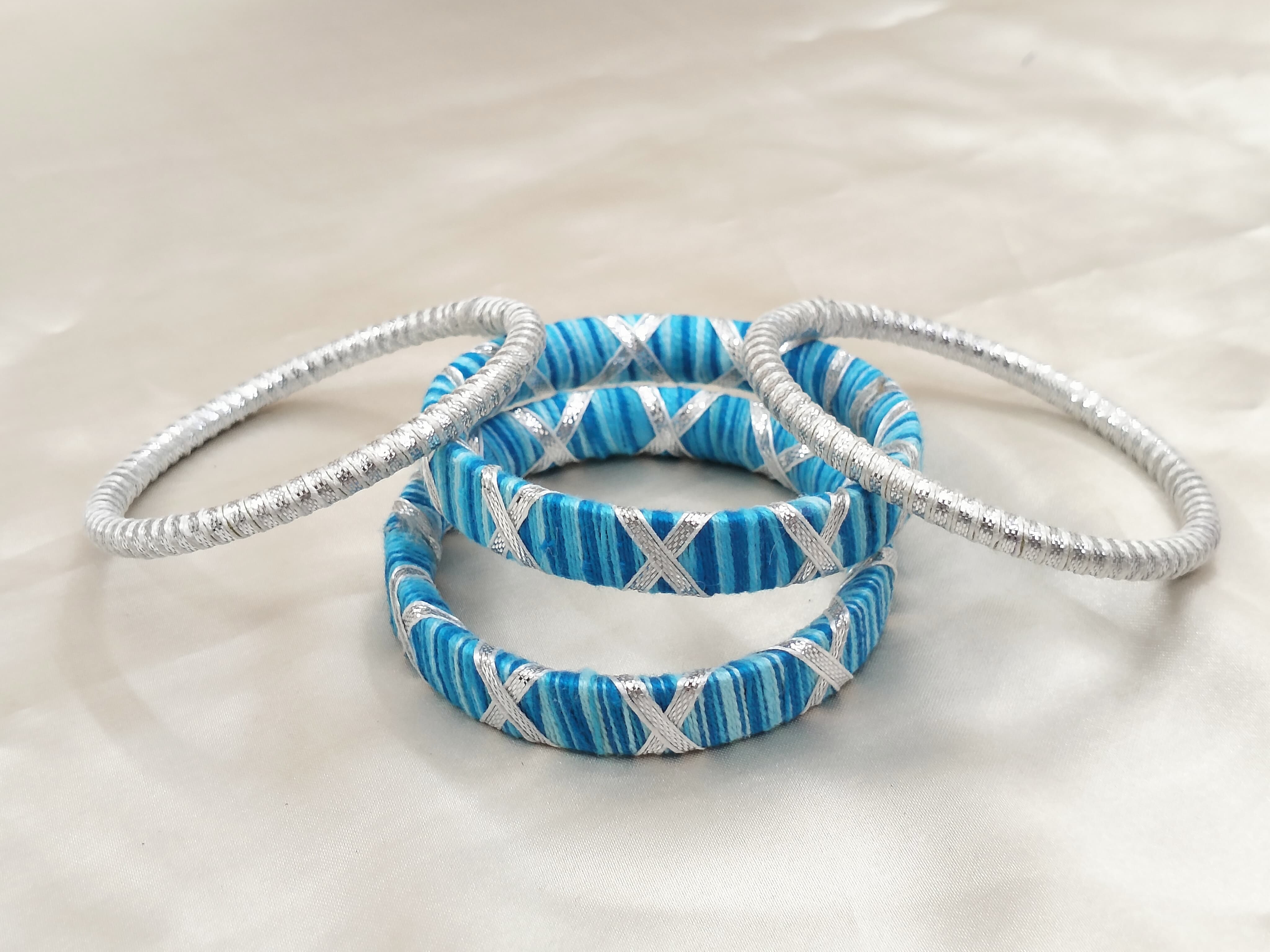 Blue and Silver Bangle Set