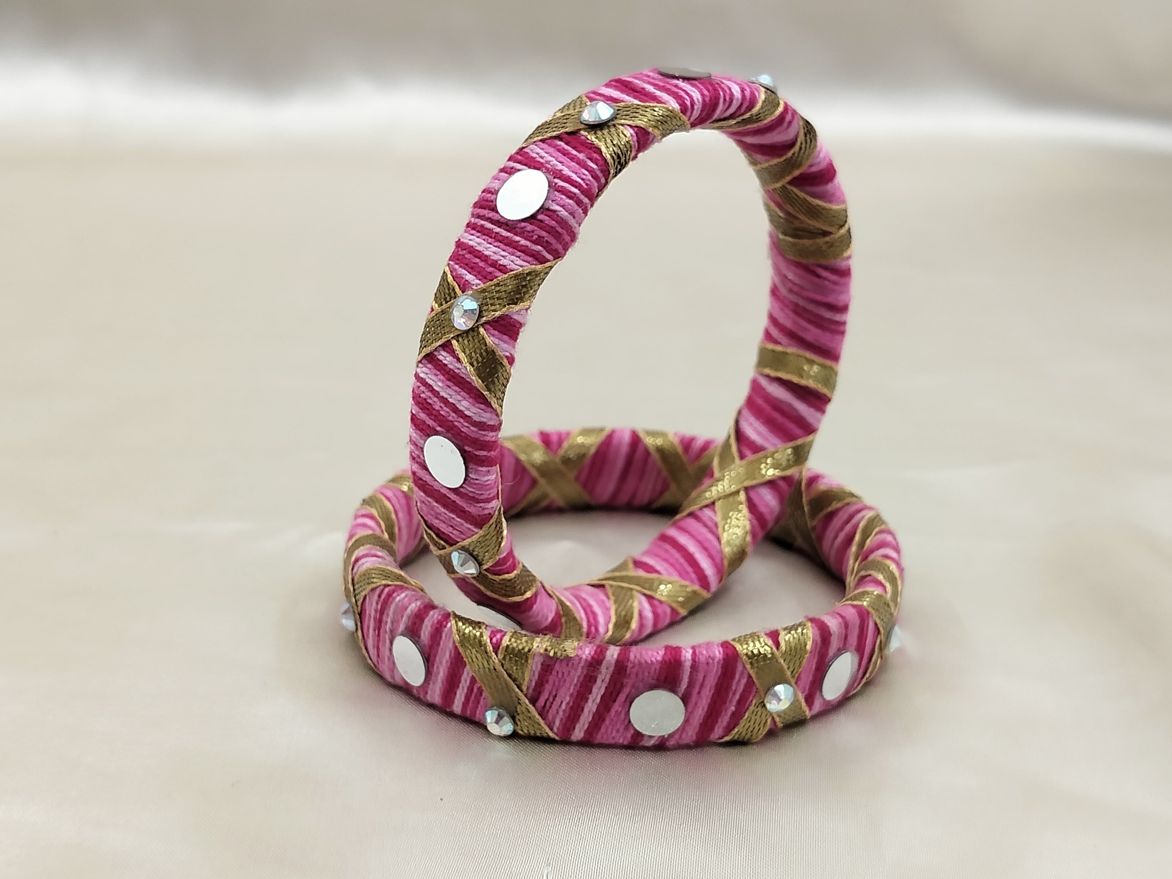 Handcrafted Pink and Gold Bangles
