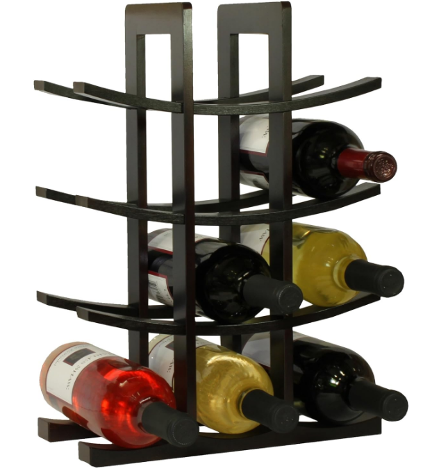 12-Bottle Bamboo Wine Rack, Dark Espresso