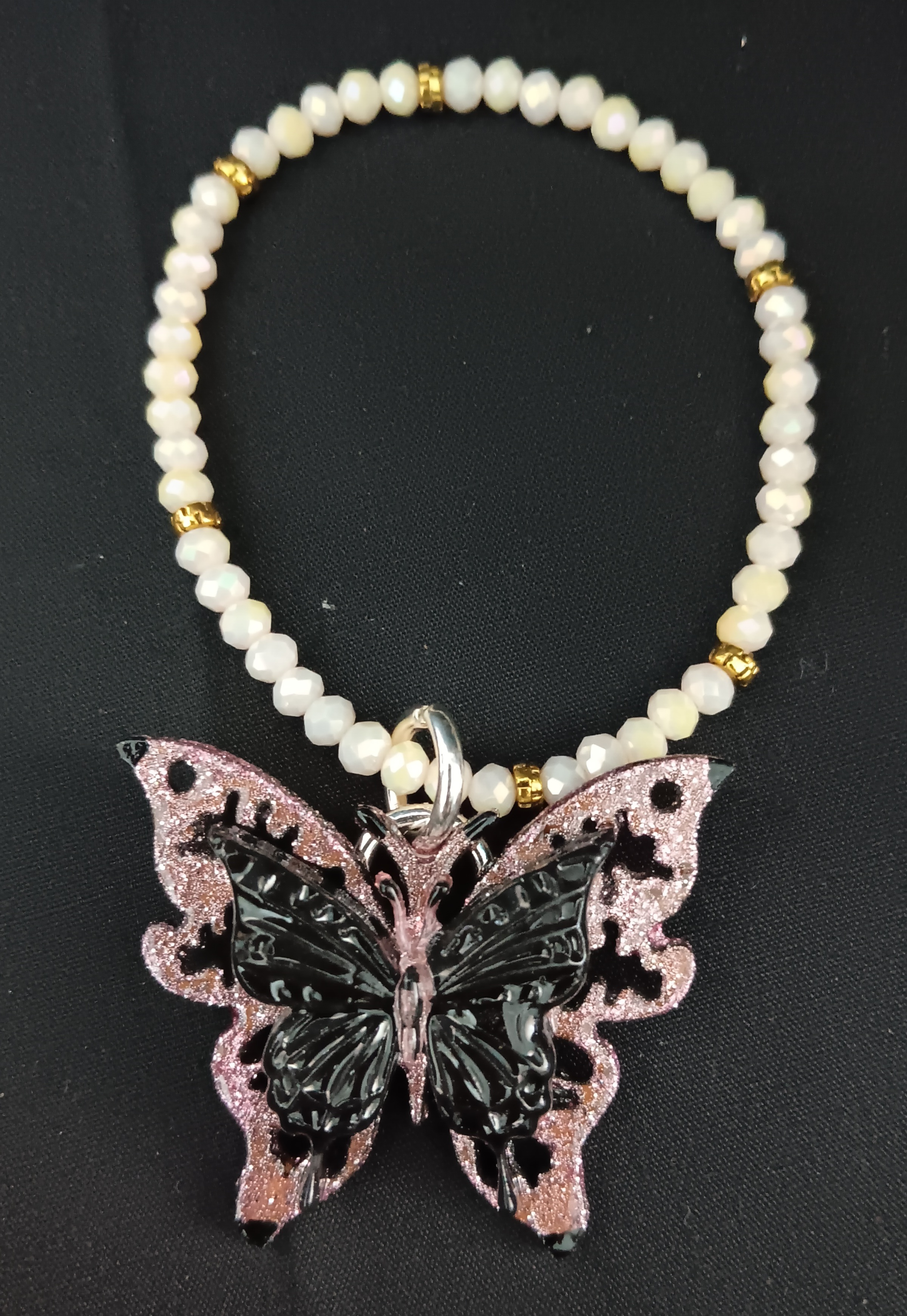 BUTTERFLY BRACELETS AND NECKLACES FROSTED PINK