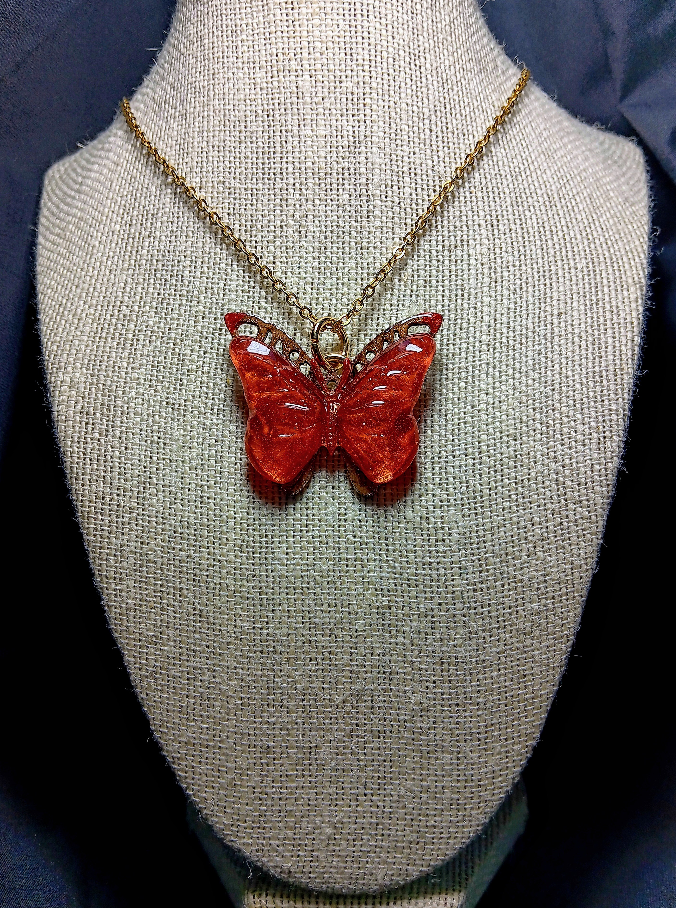 BUTTERFLY BRACELETS AND NECKLACES ORANGE 