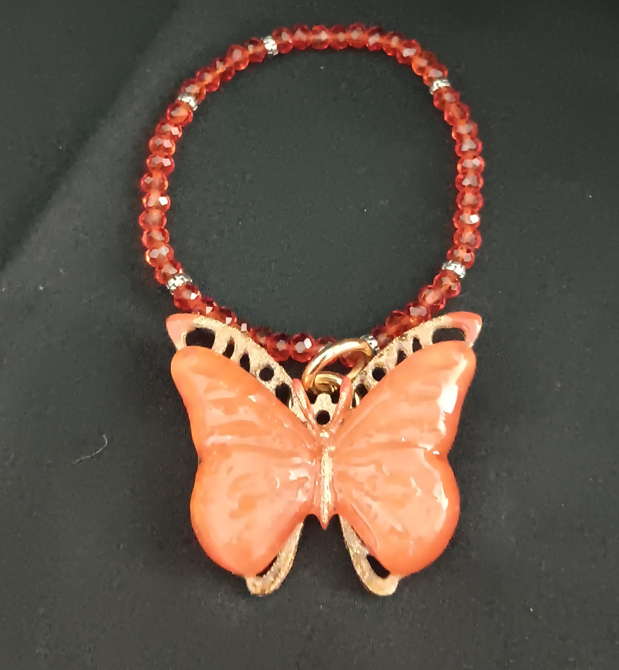 BUTTERFLY BRACELETS AND NECKLACES ORANGE 