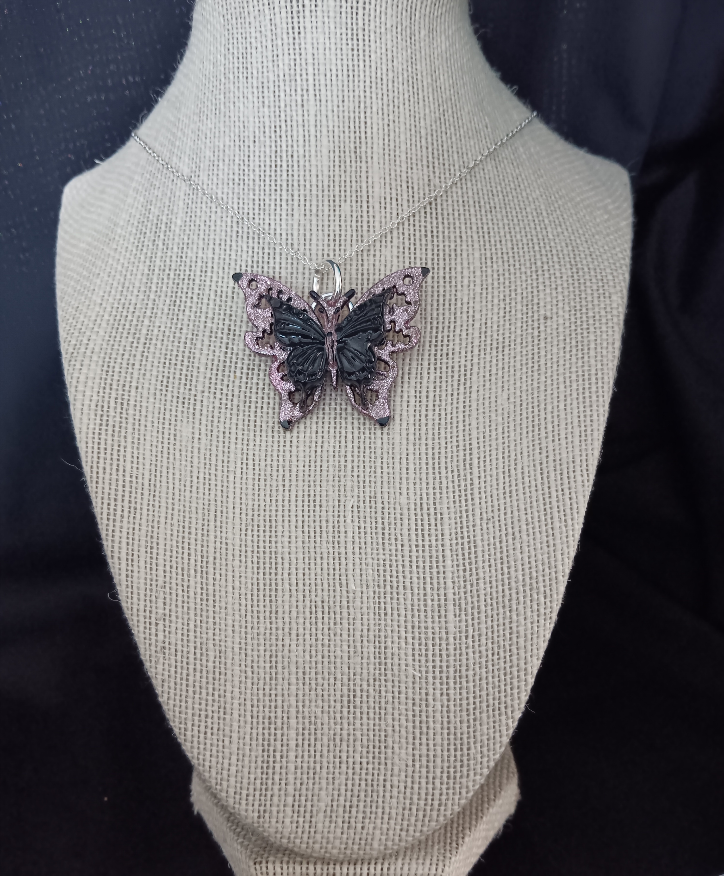 BUTTERFLY BRACELETS AND NECKLACES FROSTED PINK