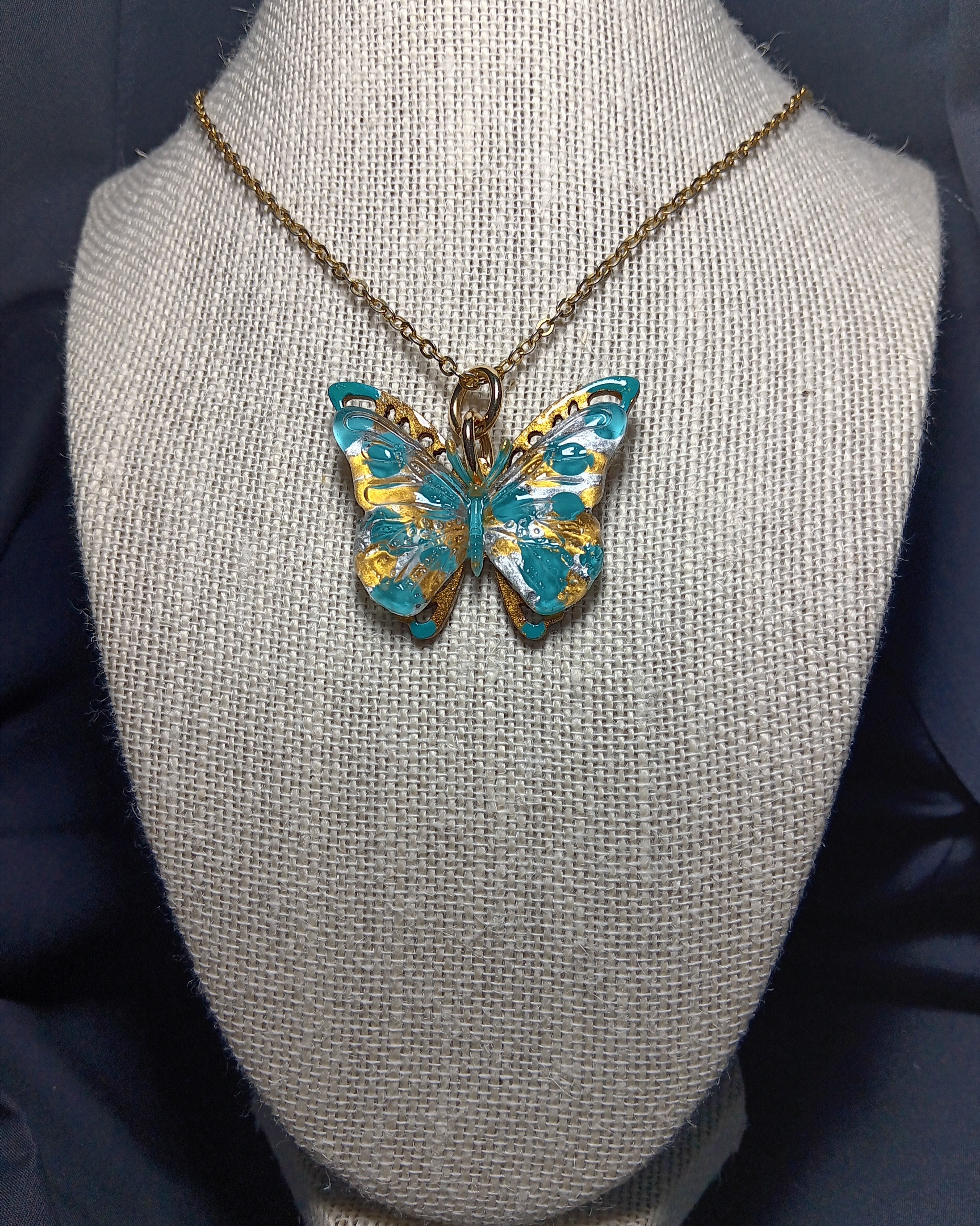 BUTTERFLY PENDANT - TURQUOISE GOLD
