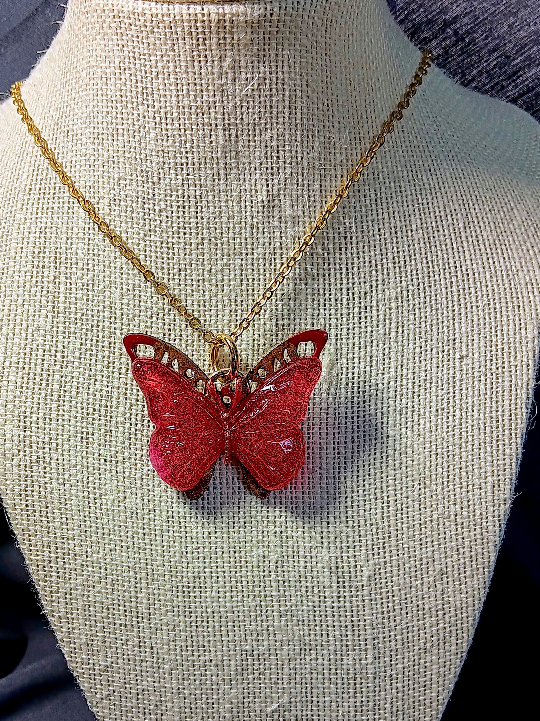 BUTTERFLY BRACELETS AND NECKLACES RED