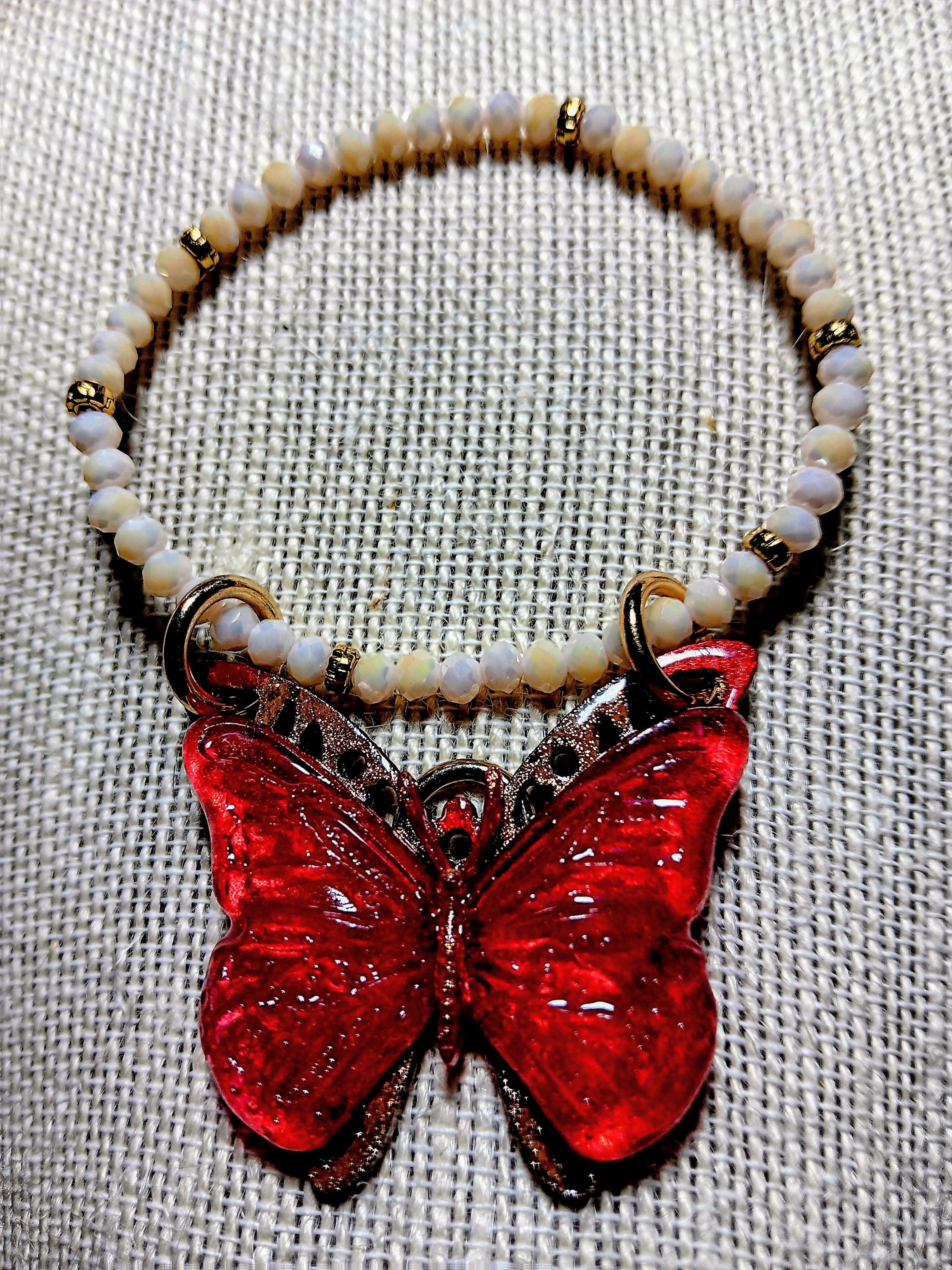 BUTTERFLY BRACELETS AND NECKLACES RED