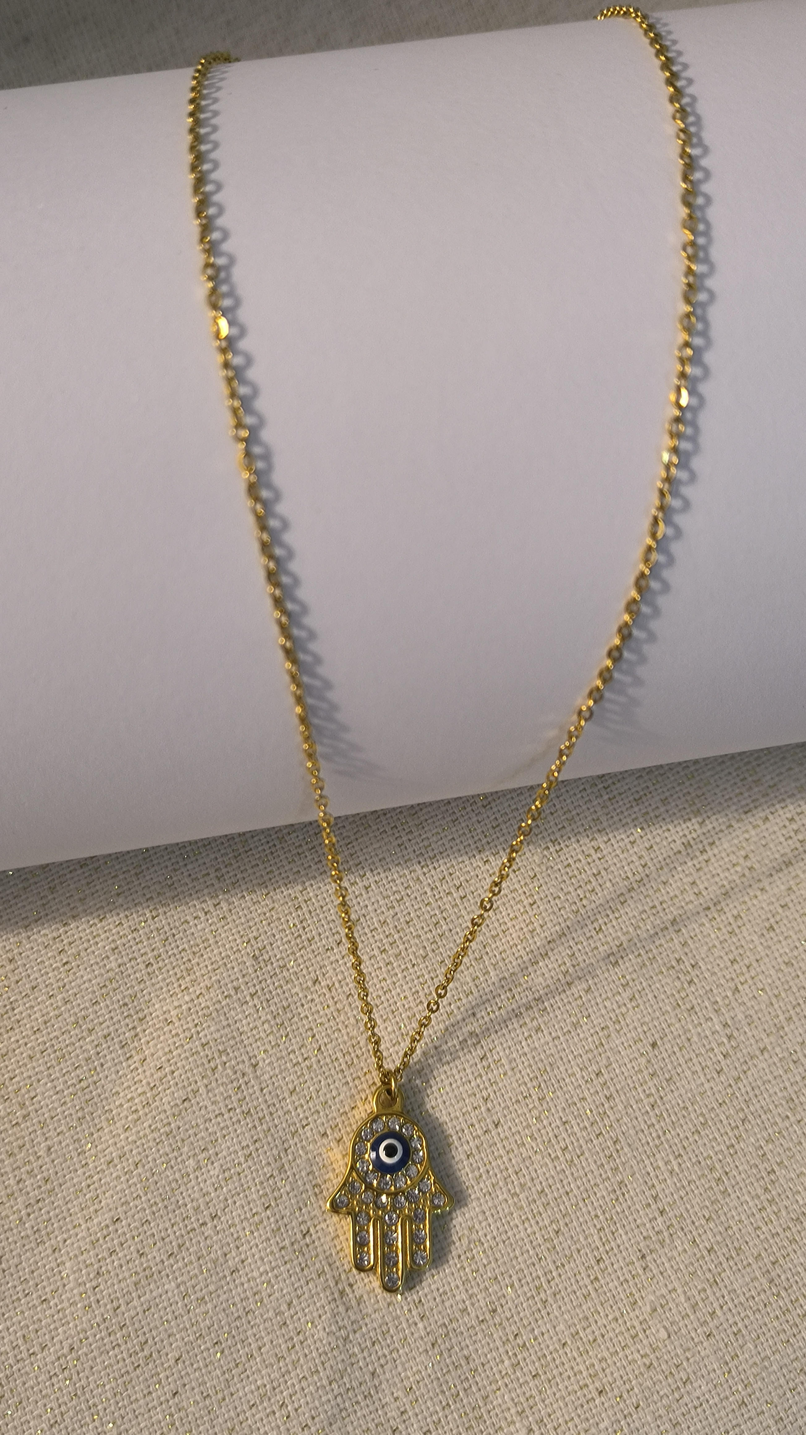 Colgante Mano de Fátima con Circonitas Ojo de Turco.