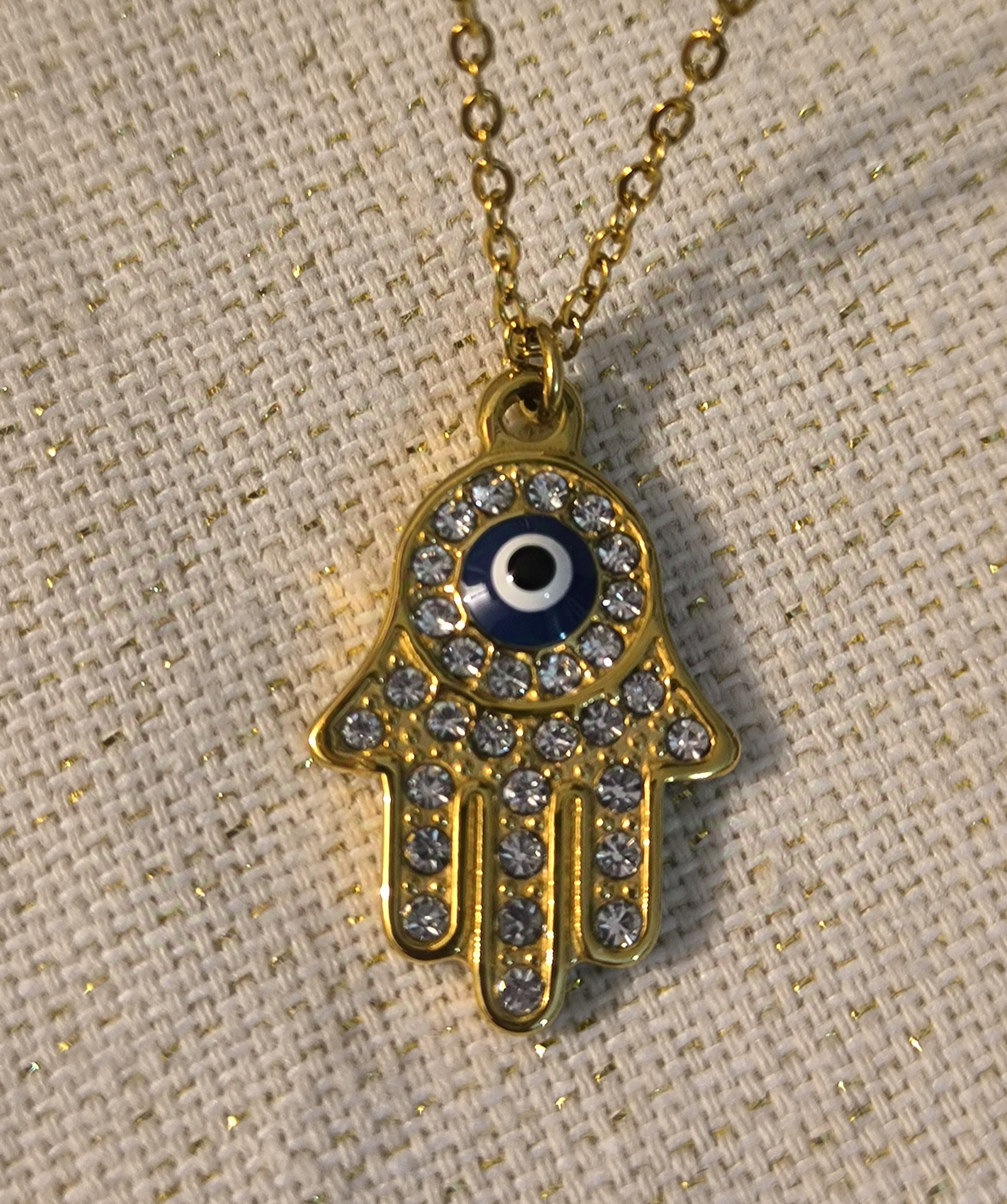 Colgante Mano de Fátima con Circonitas Ojo de Turco.
