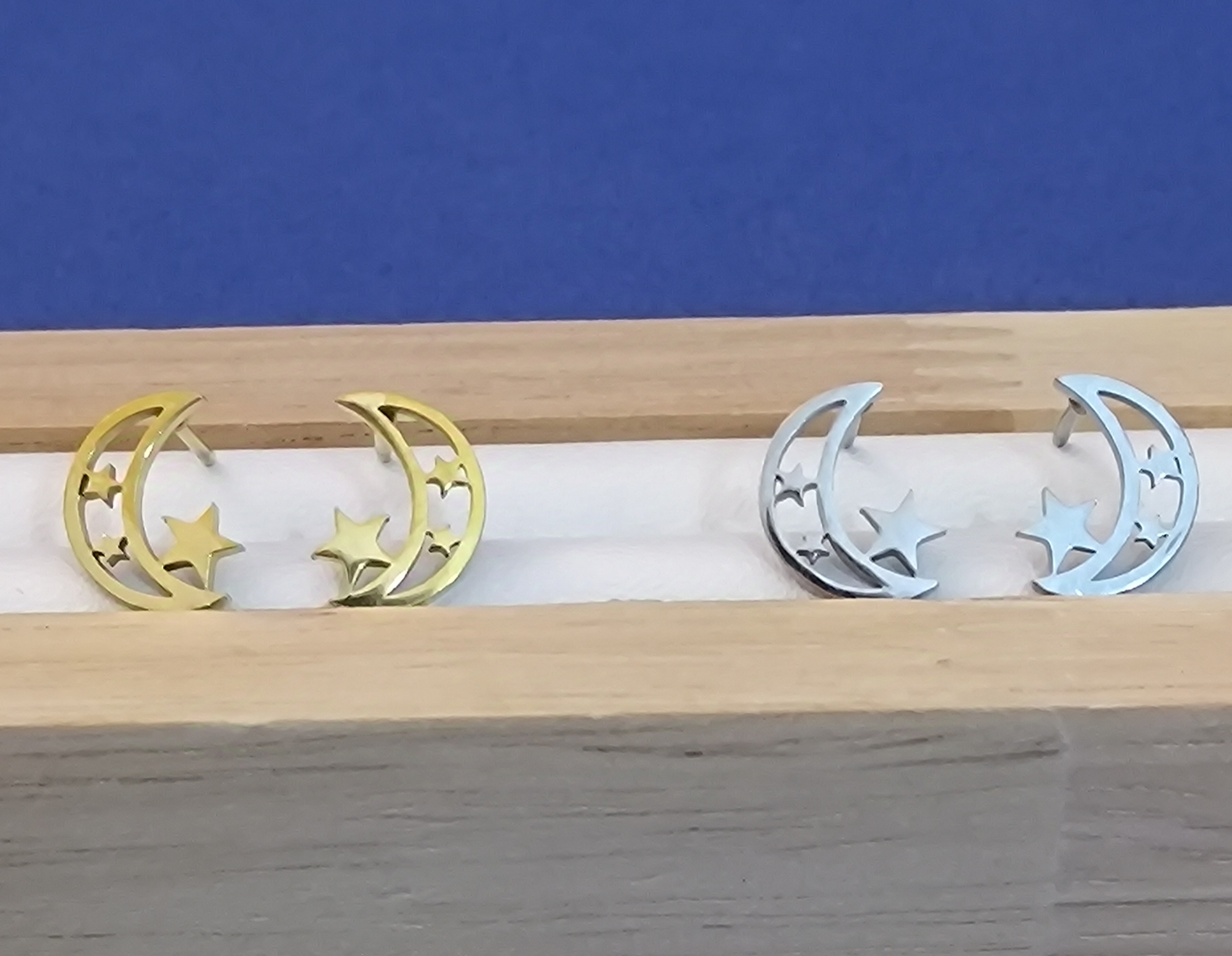 Pendientes Luna con Estrellas.