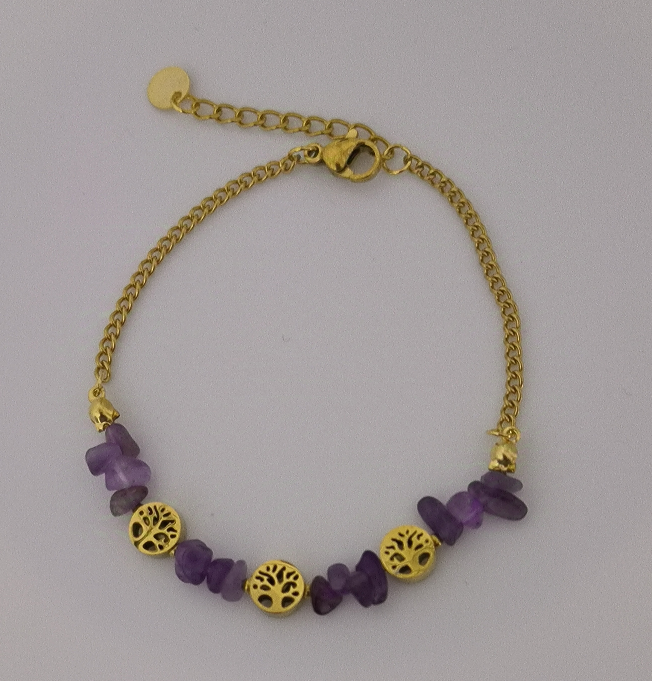 Pulsera piedra  con árbol de la vida.