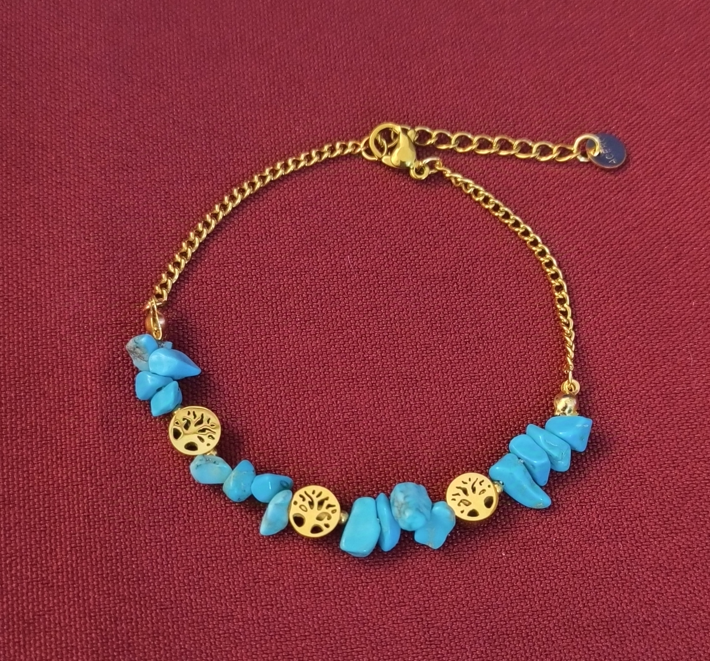 Pulsera piedra  con árbol de la vida.