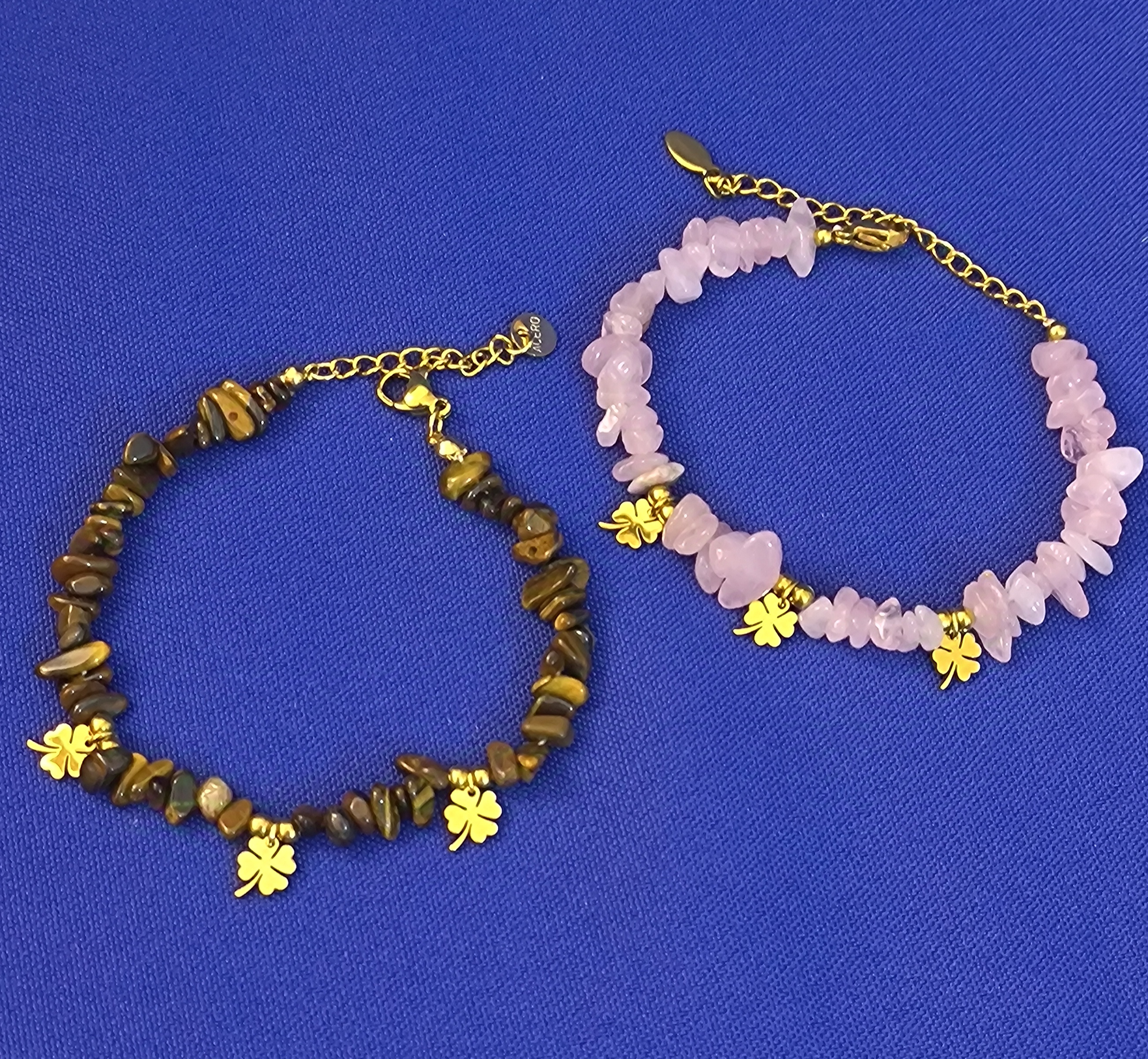 Pulsera Piedra irregular con Trébol.