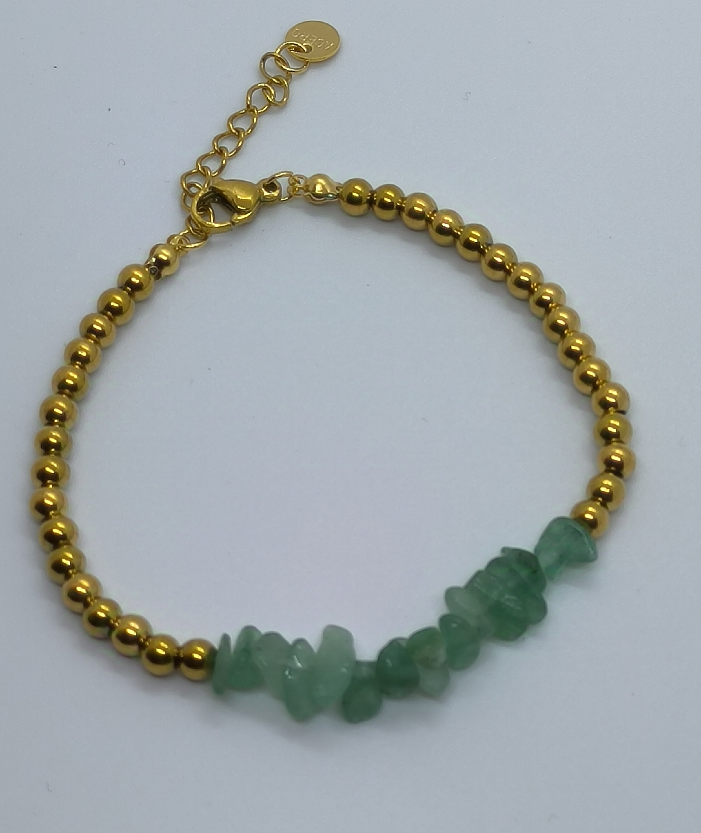 Pulsera Cuentas Acero y Piedra.