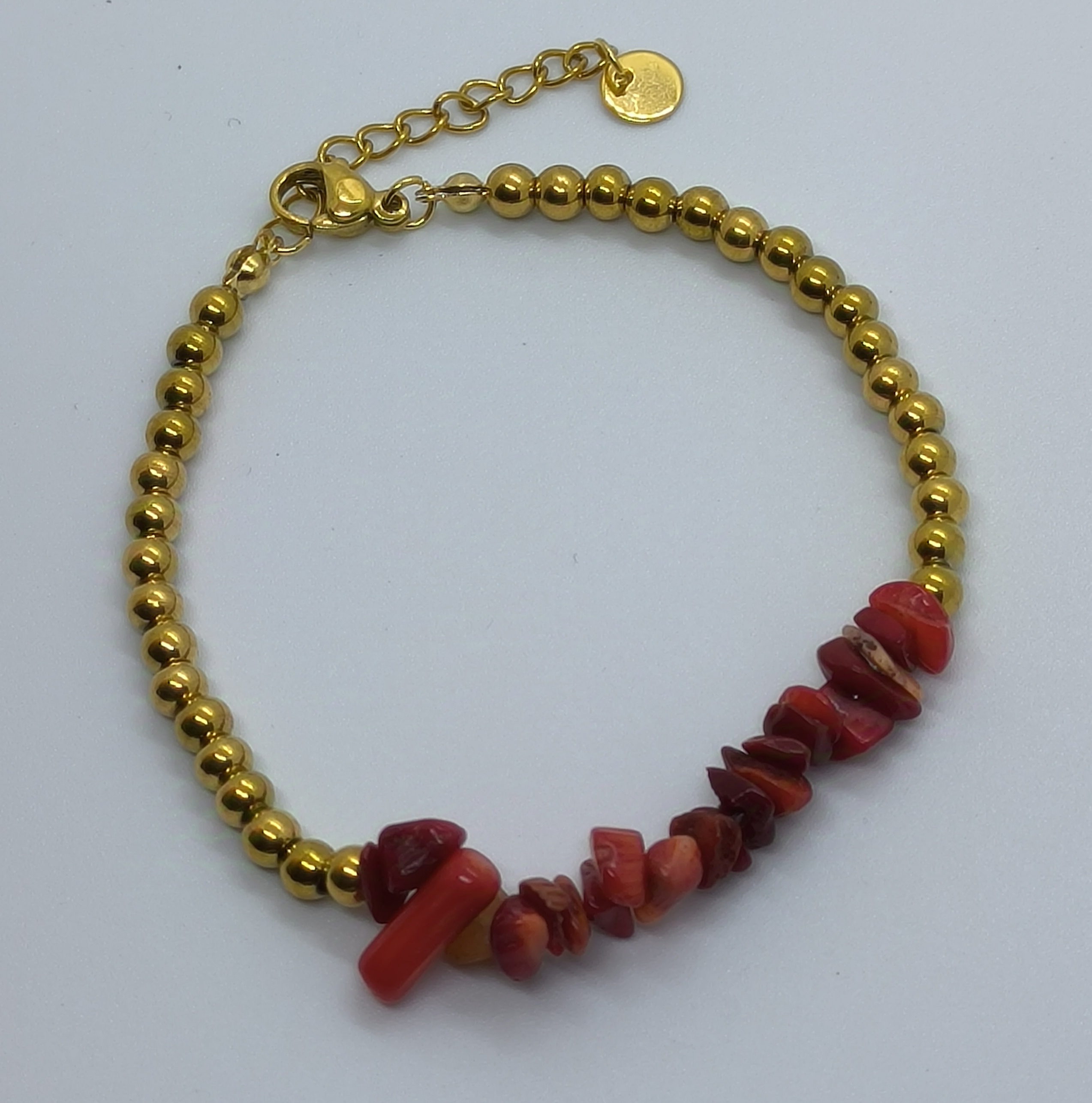 Pulsera Cuentas Acero y Piedra.