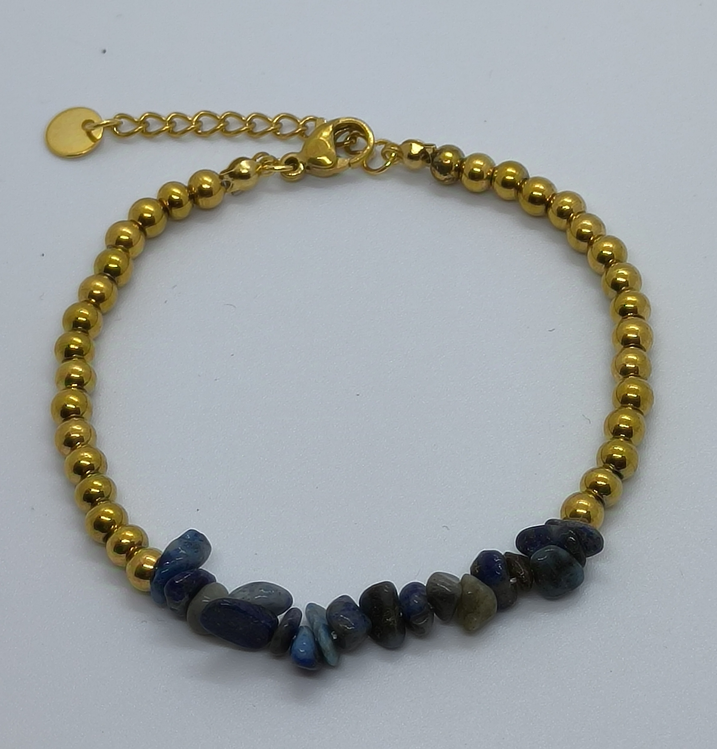 Pulsera Cuentas Acero y Piedra.