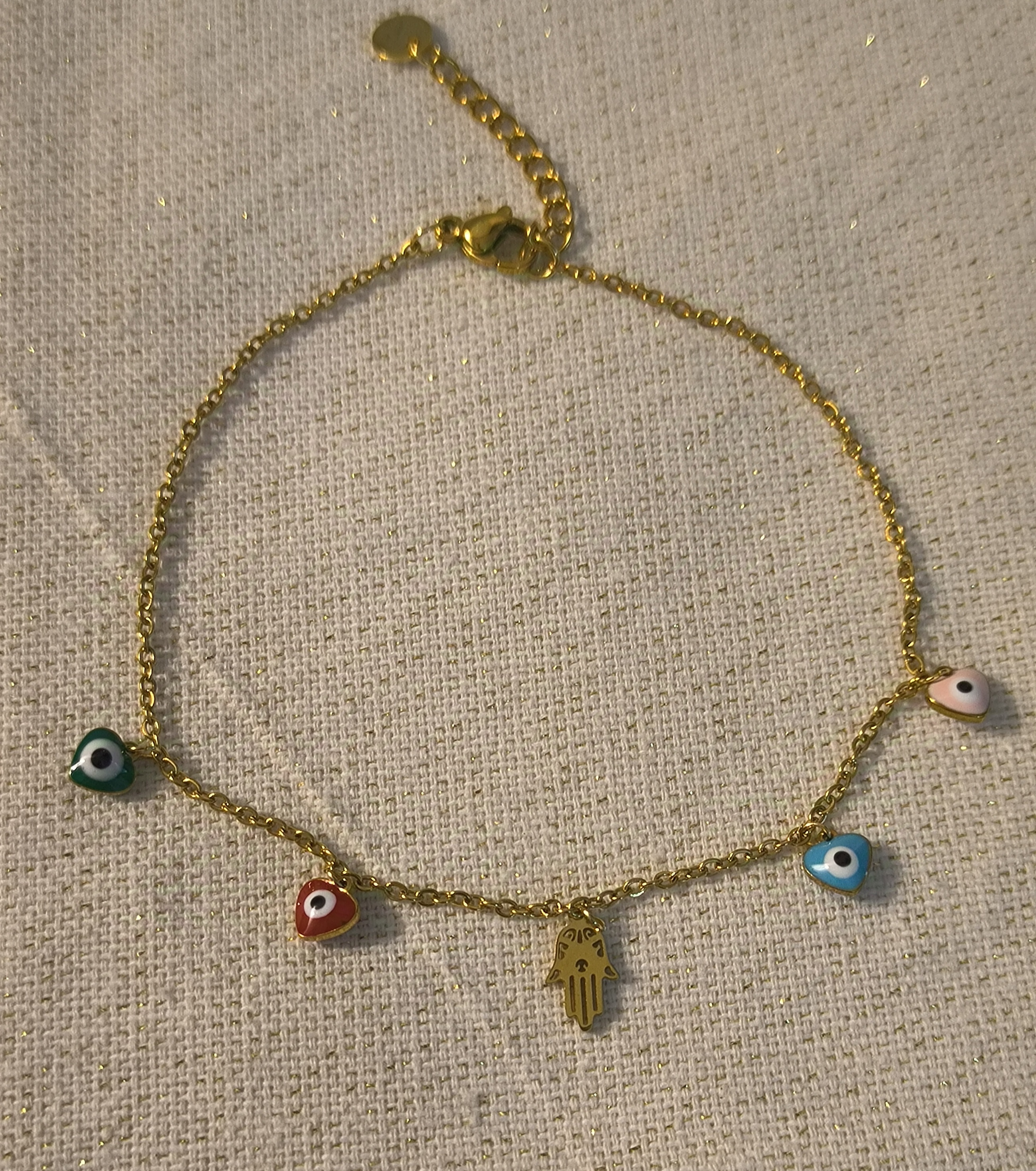 Tobillera Mano de Fátima con Ojo de Turco.