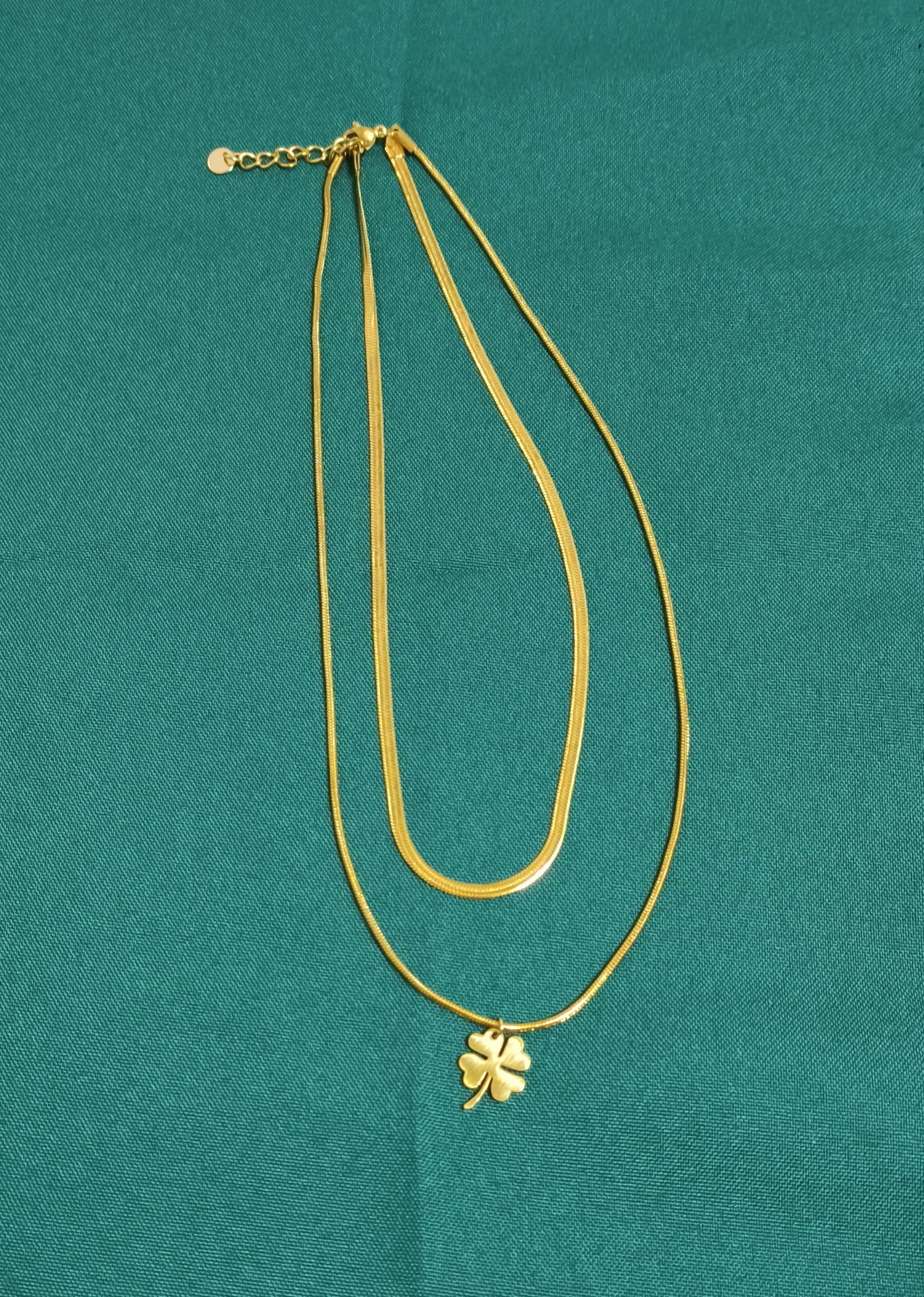 Colgante doble Cadena Trébol.