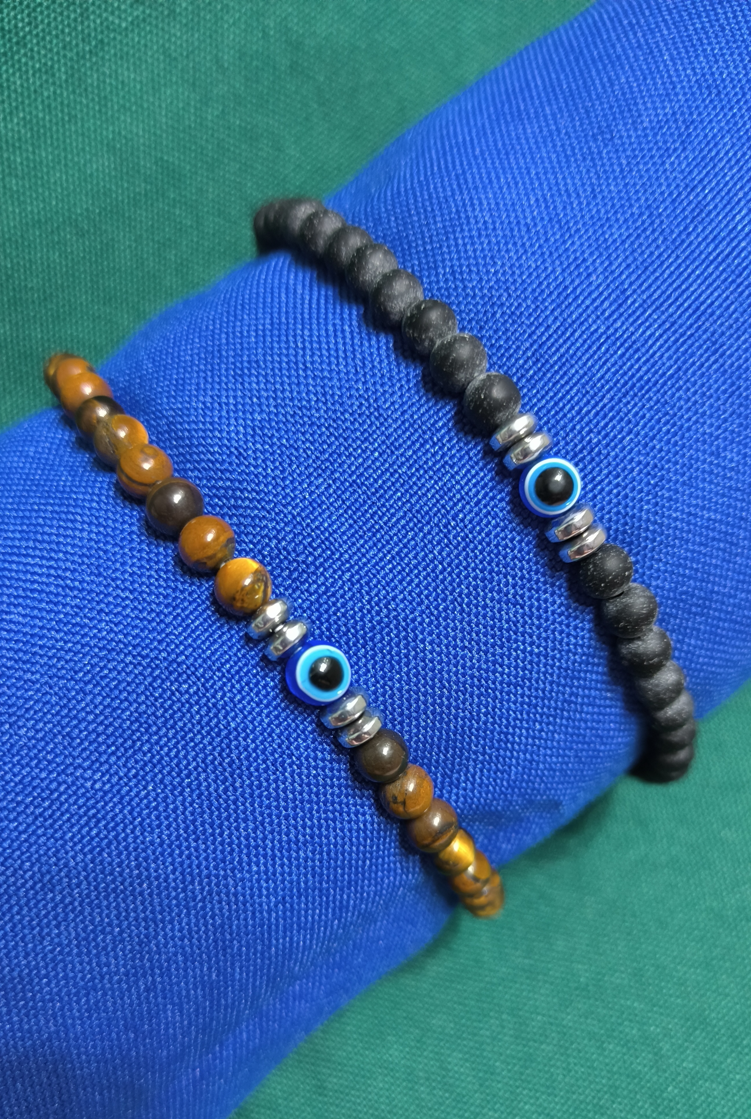 Pulsera Hombre de piedra y Ojo de Turco.