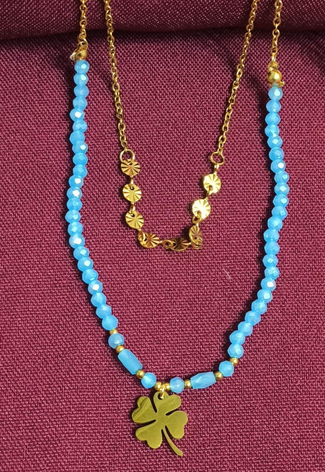 Colgante Cadena doble con Trébol.