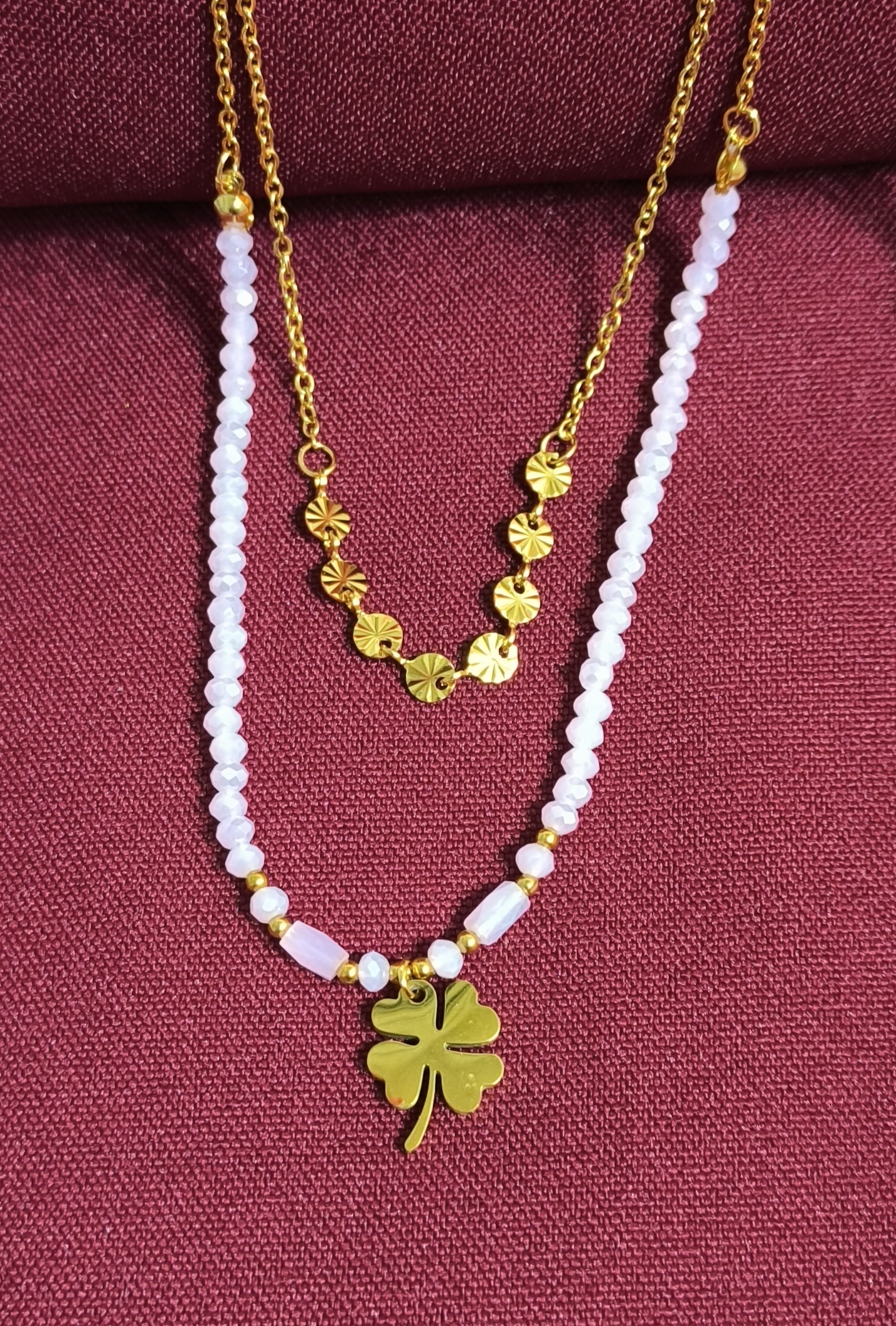 Colgante Cadena doble con Trébol.