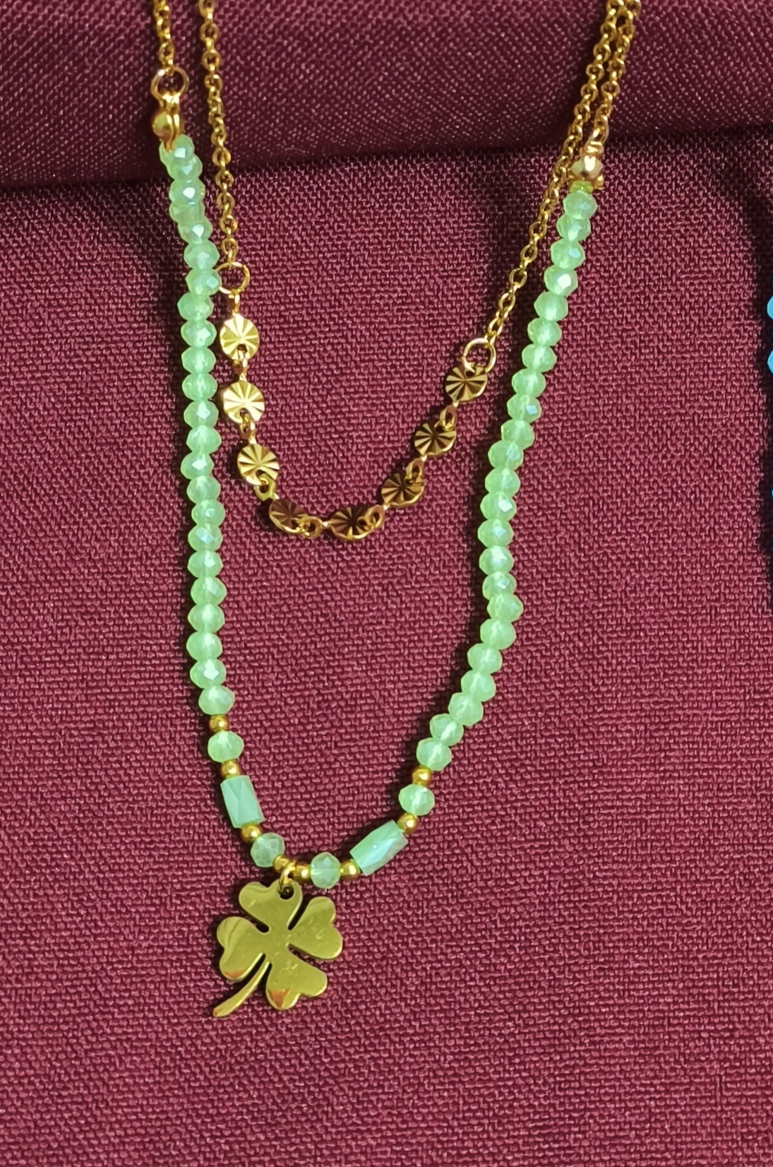 Colgante Cadena doble con Trébol.