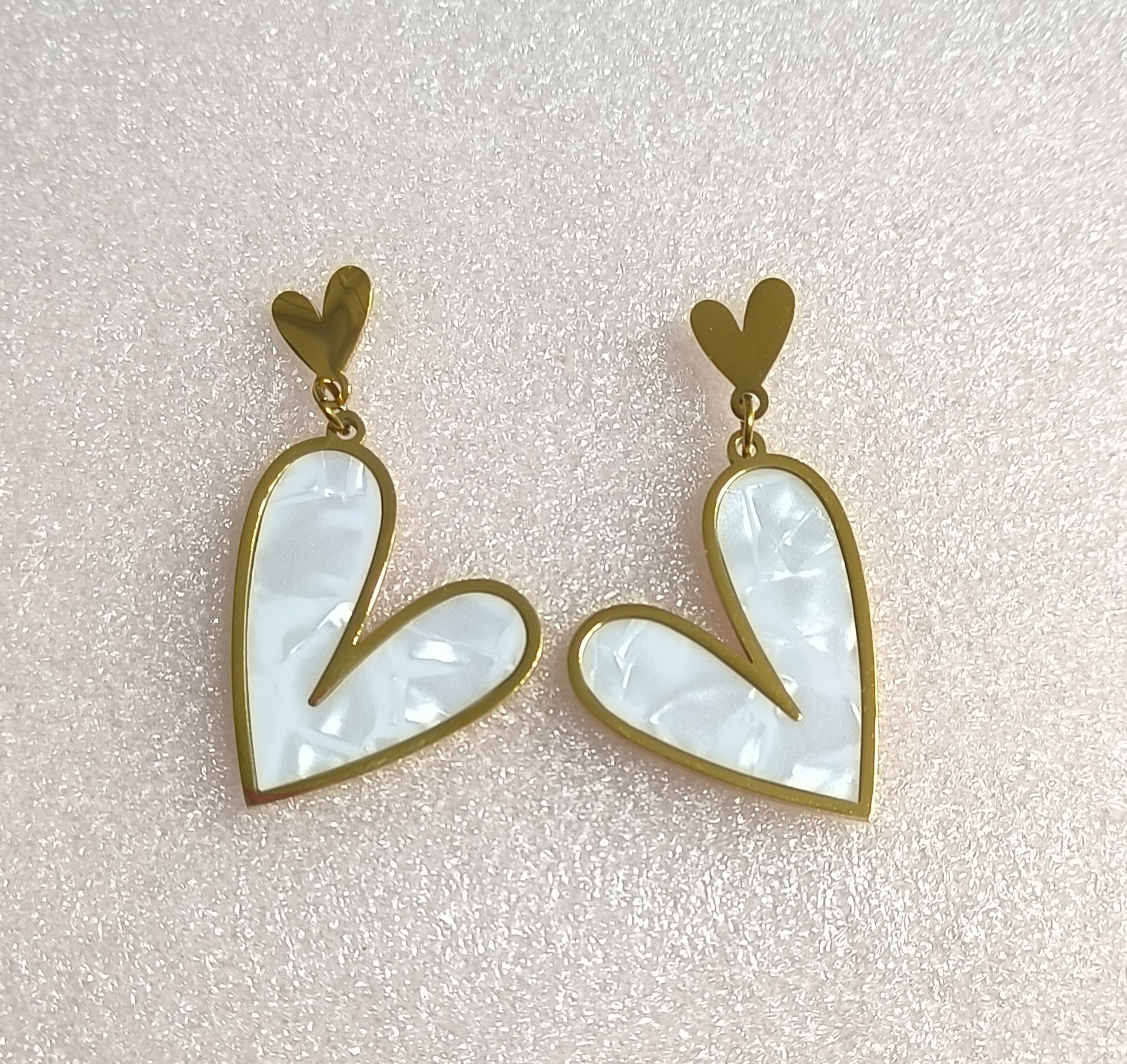 Pendientes largos Corazón de Nácar.