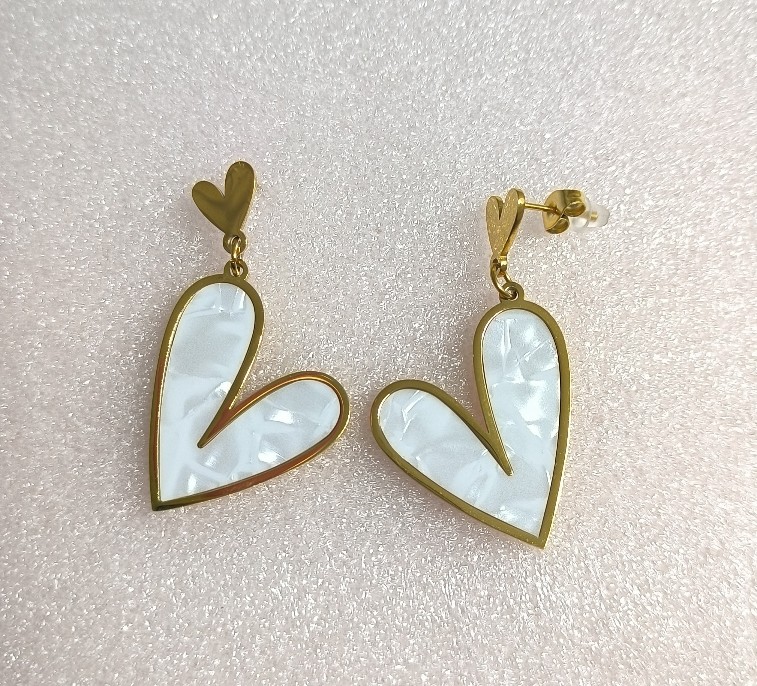 Pendientes largos Corazón de Nácar.
