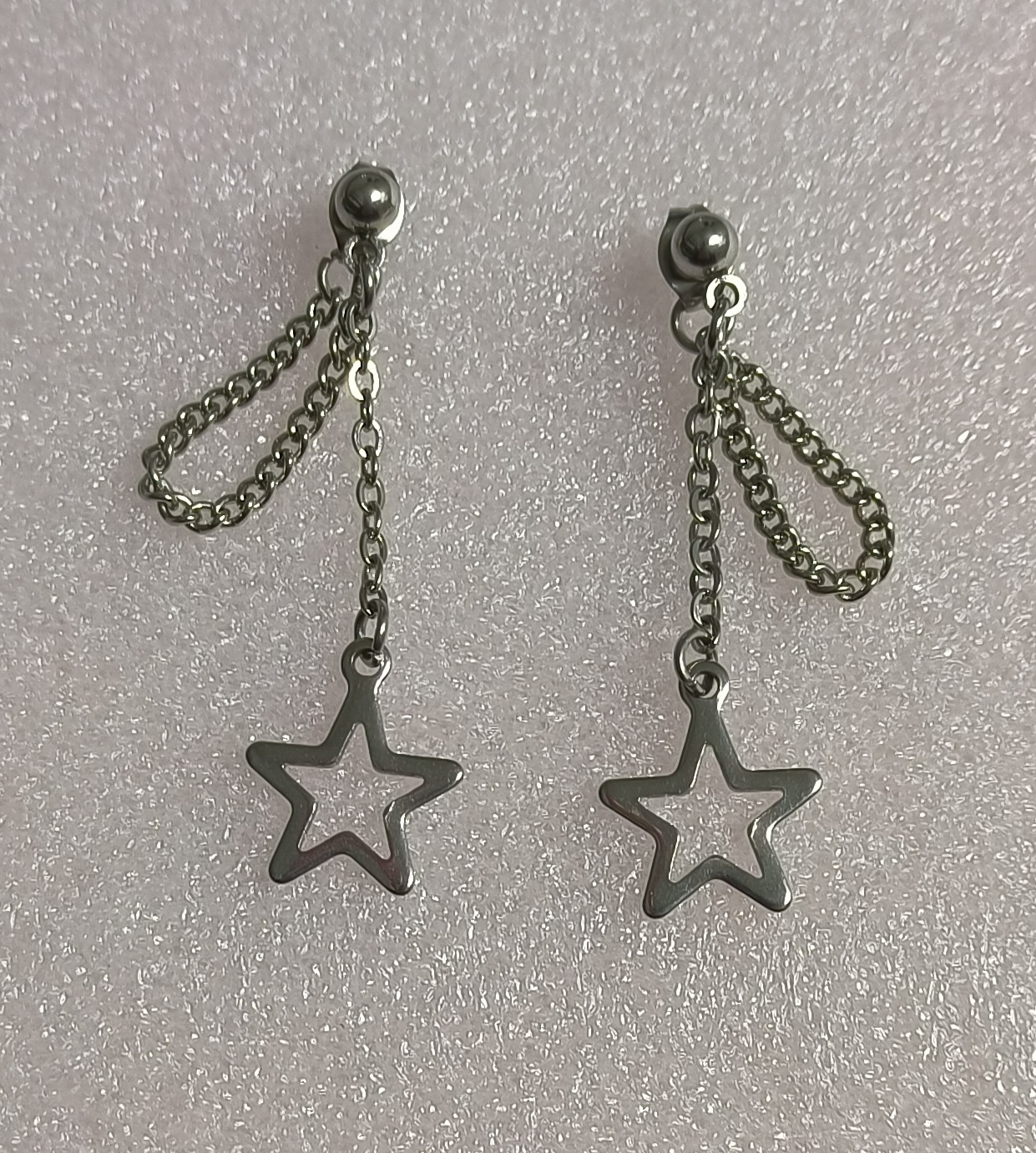 Pendientes Largos Doble Cadenita Estrella.