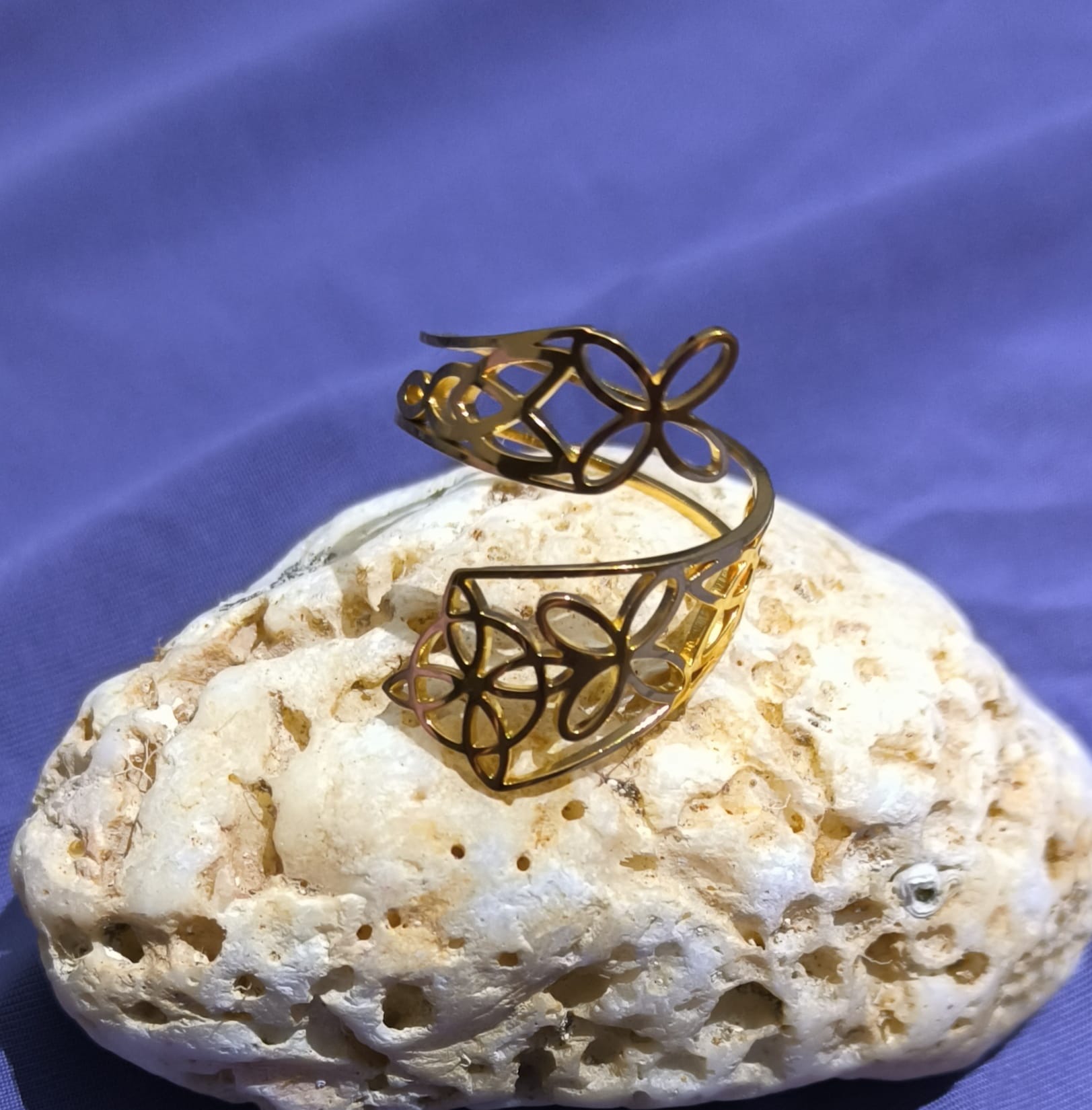 Anillo Nudo de Bruja y Flores.