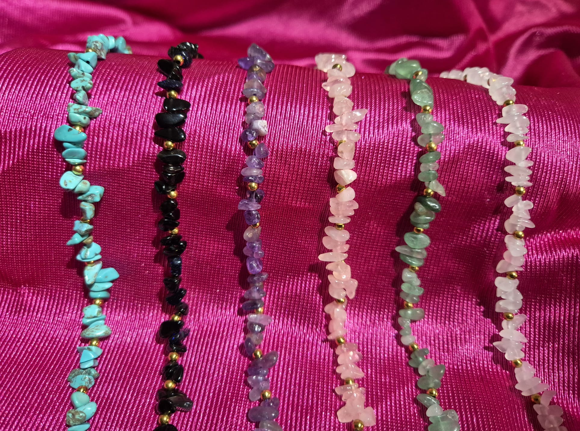 Pulsera de cuentas en acero y Piedra.