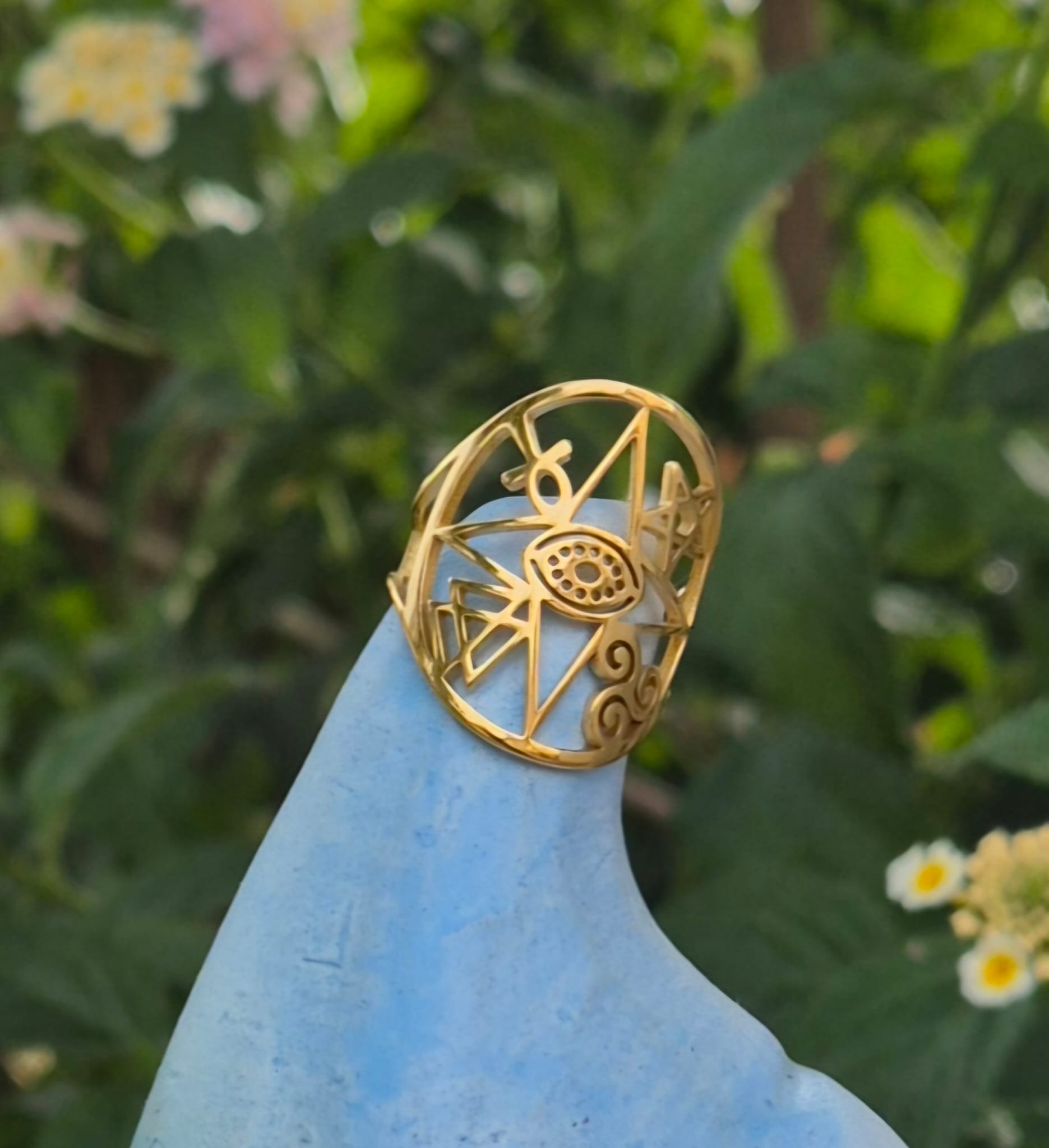 Anillo Ojo de Turco, Estrella 4 Puntas, Estrella de David, Triqueta Celta, Cruz Egipcia y Valknut.