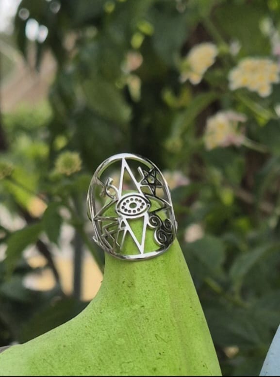Anillo Ojo de Turco, Estrella 4 Puntas, Estrella de David, Triqueta Celta, Cruz Egipcia y Valknut.