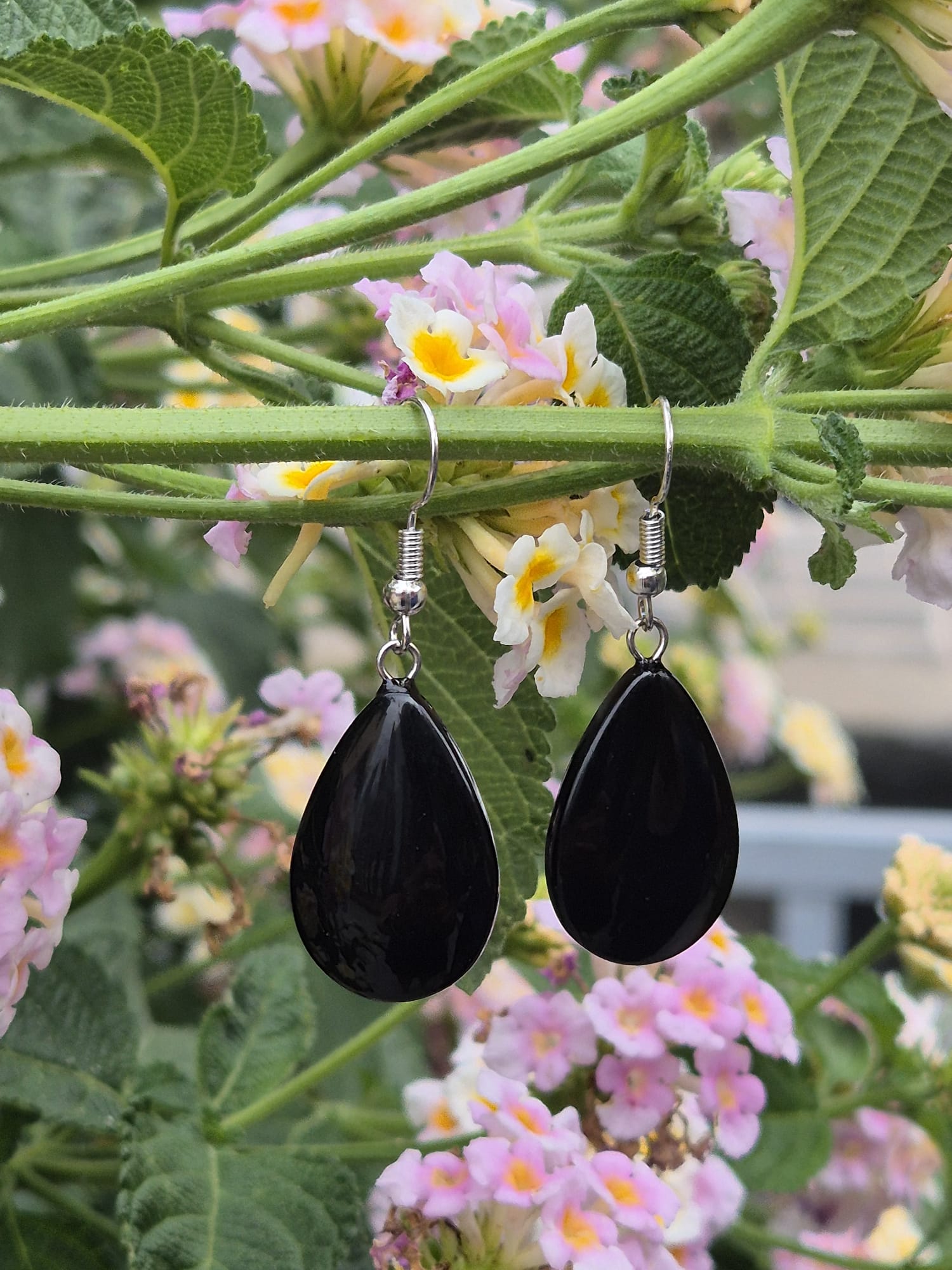 Pendientes largos Ónix.