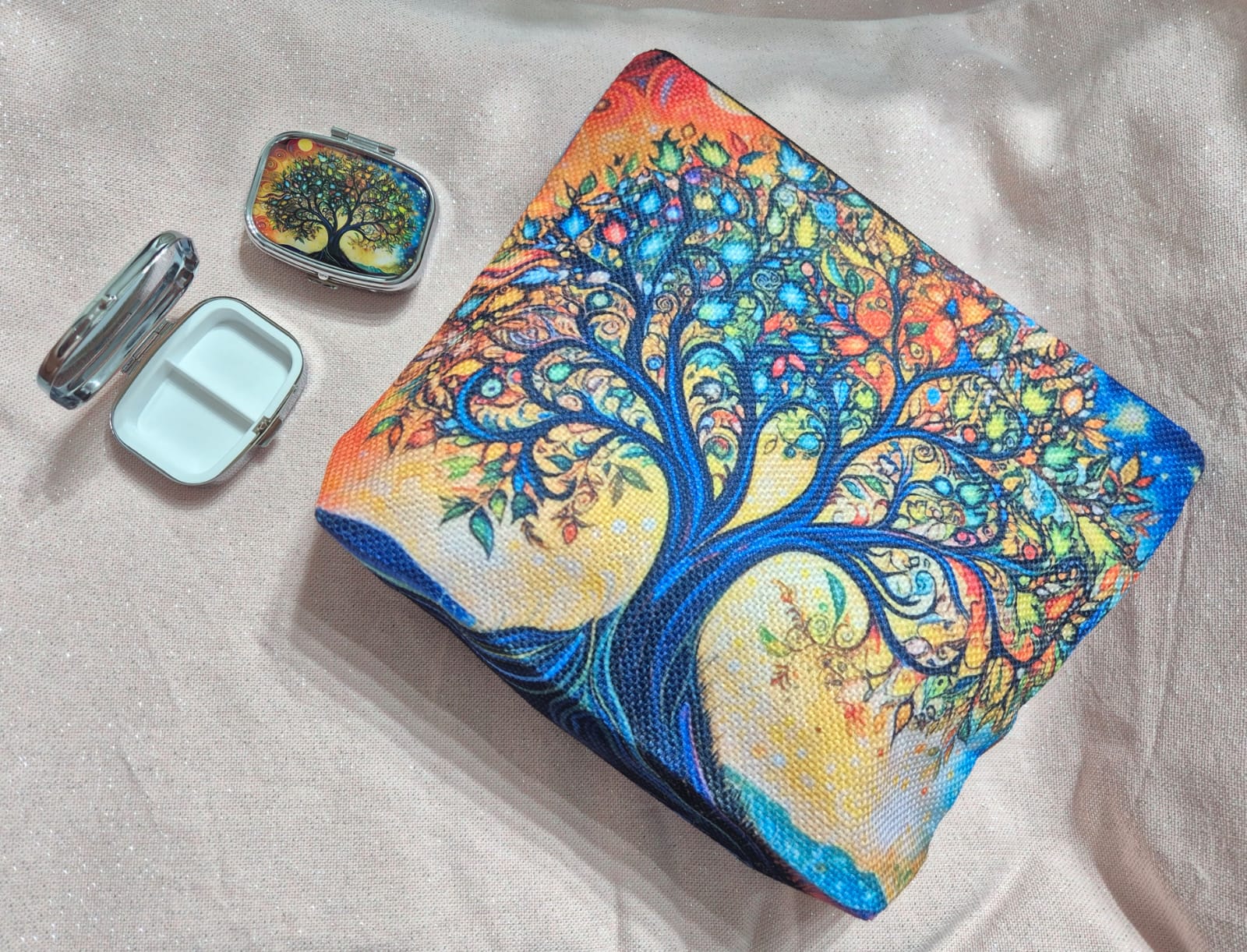 Conjunto Neceser y Pastillero Arbol de la Vida