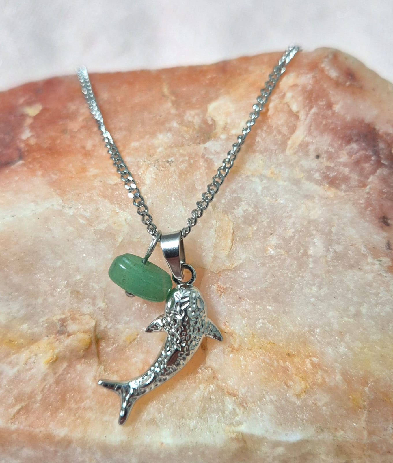 Colgante Cadena Ballena Aventurina Verde Plateado