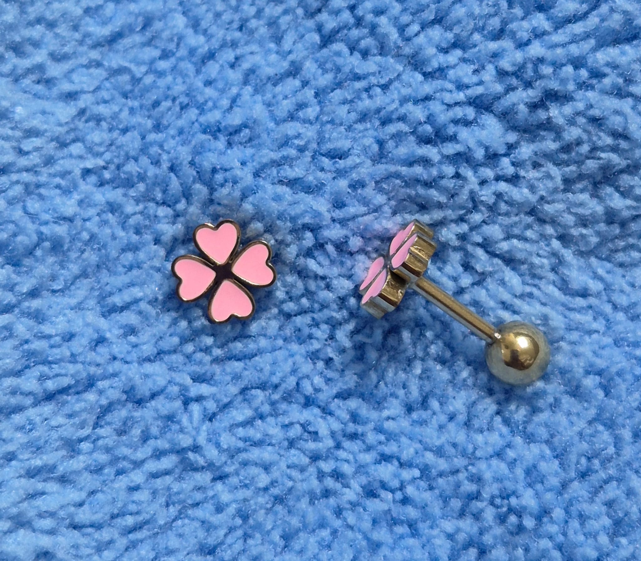 Pendientes Niña Trébol Rosa.