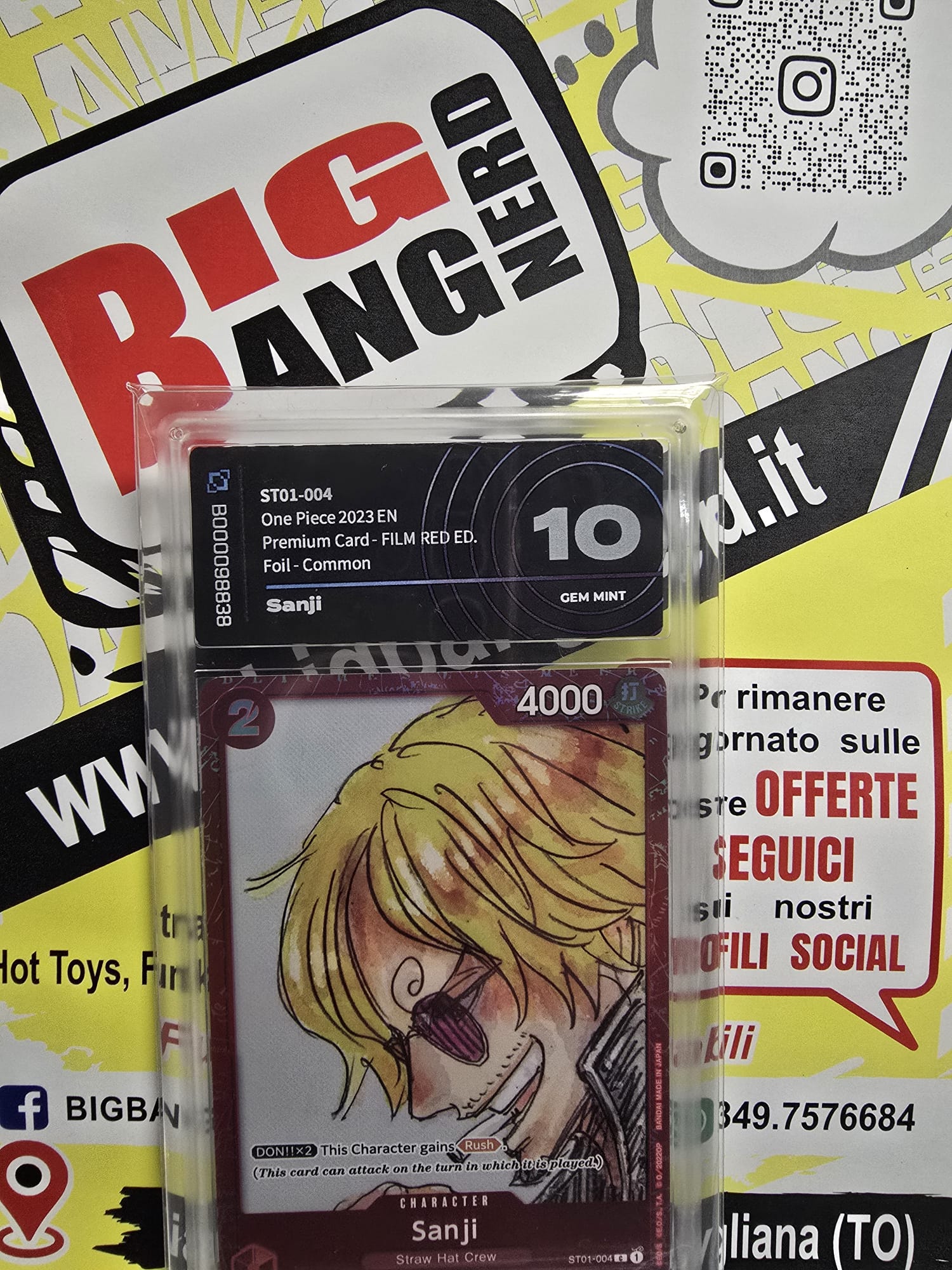 tcg one piece carte collezionabili st01-004 sanji vinsmoke ai grading 10 promo