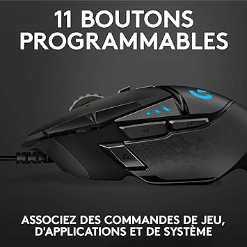 Logitech G502 HERO Souris Gamer Filaire Haute Performance, Capteur Gaming HERO 25K, 25 600 PPP, RVB, Poids Ajustable, 11 Boutons Programmables, Mémoire Intégrée, PC/Mac - Noire