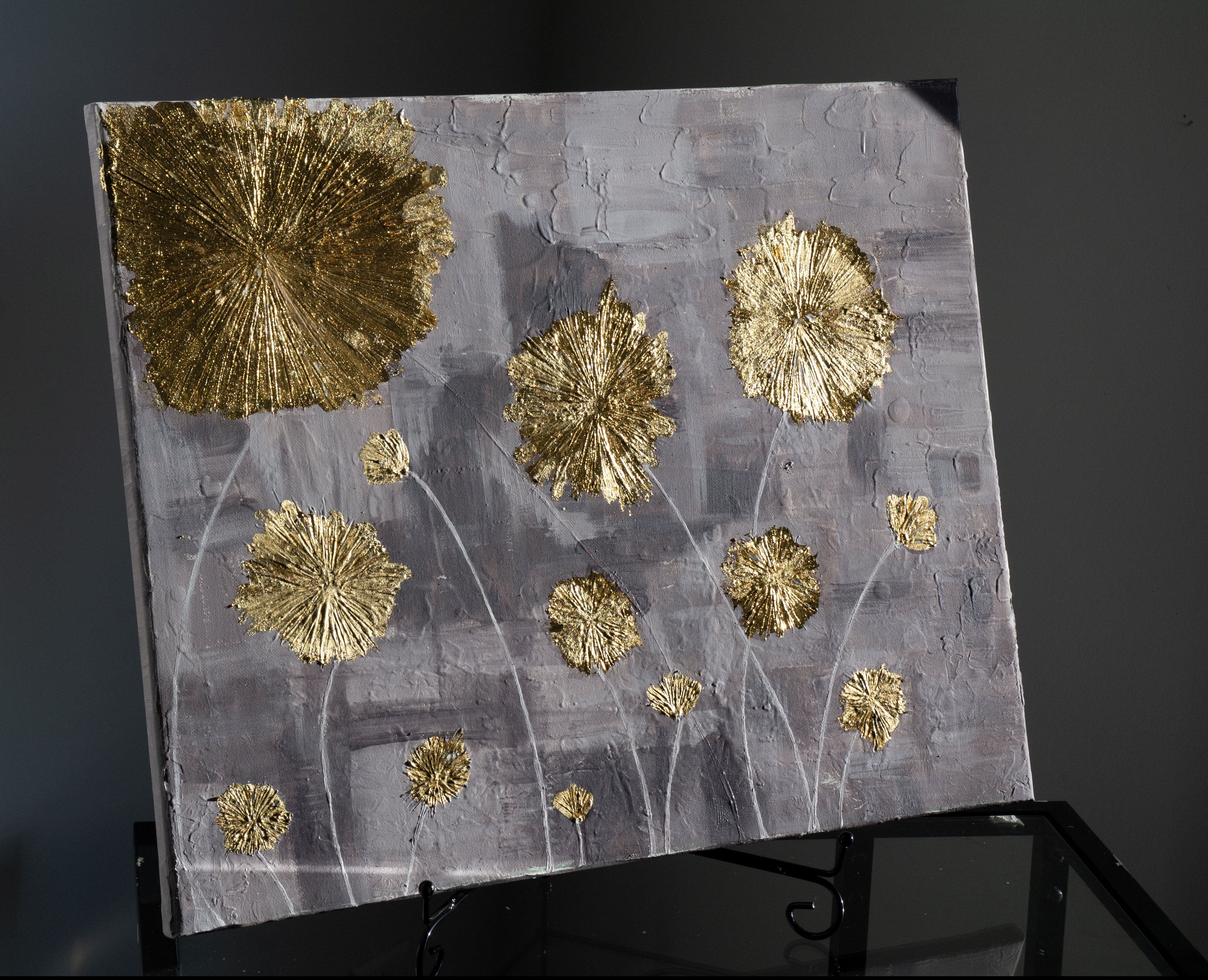  Golden Dandelion  Abstract Golden Flower Artwork